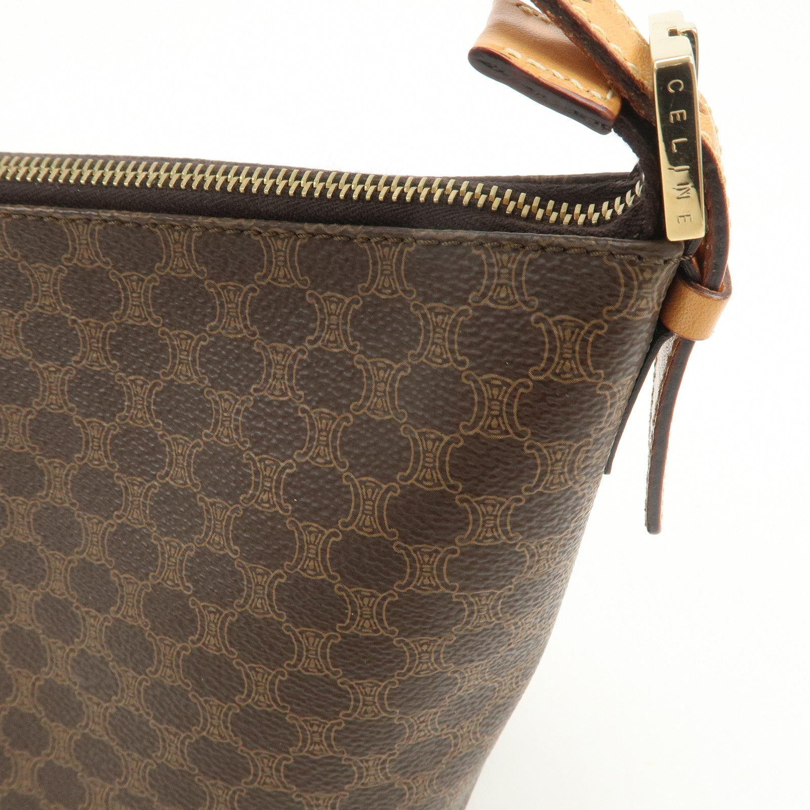 CELINE Macadam PVC Leather Shoulder Bag Brown