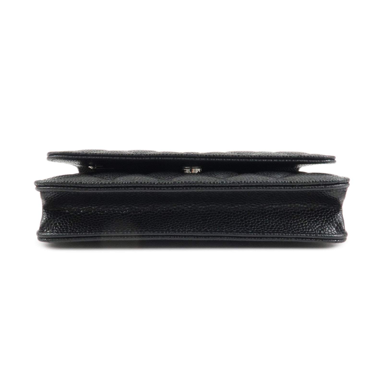 CHANEL Matelasse Caviarskin Chain Wallet Shoulder Bag Black AP0250 Used
