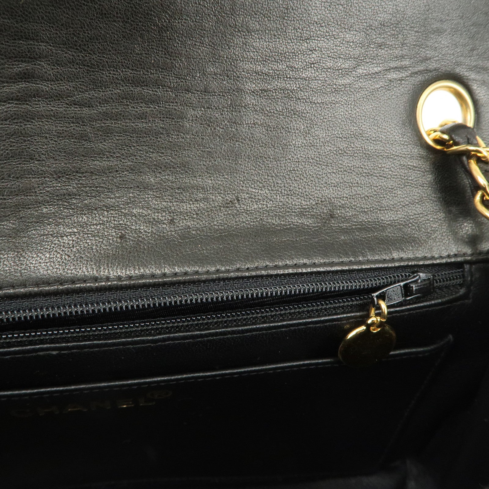 CHANEL Matelasse Lamb Skin Chain Shoulder Bag Black A01112