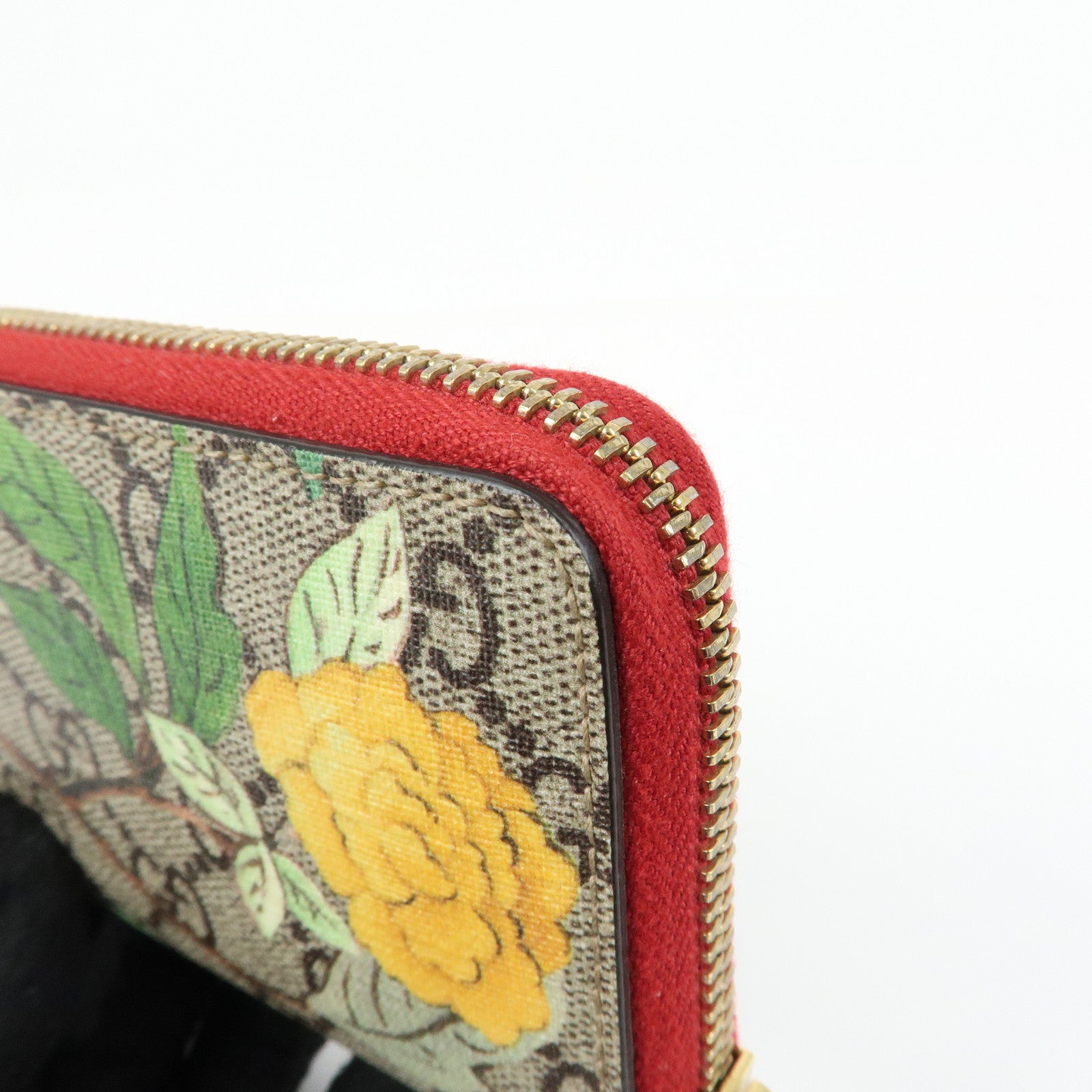 GUCCI Tian GG Supreme Leather Zippy Around Card Case Beige 424897