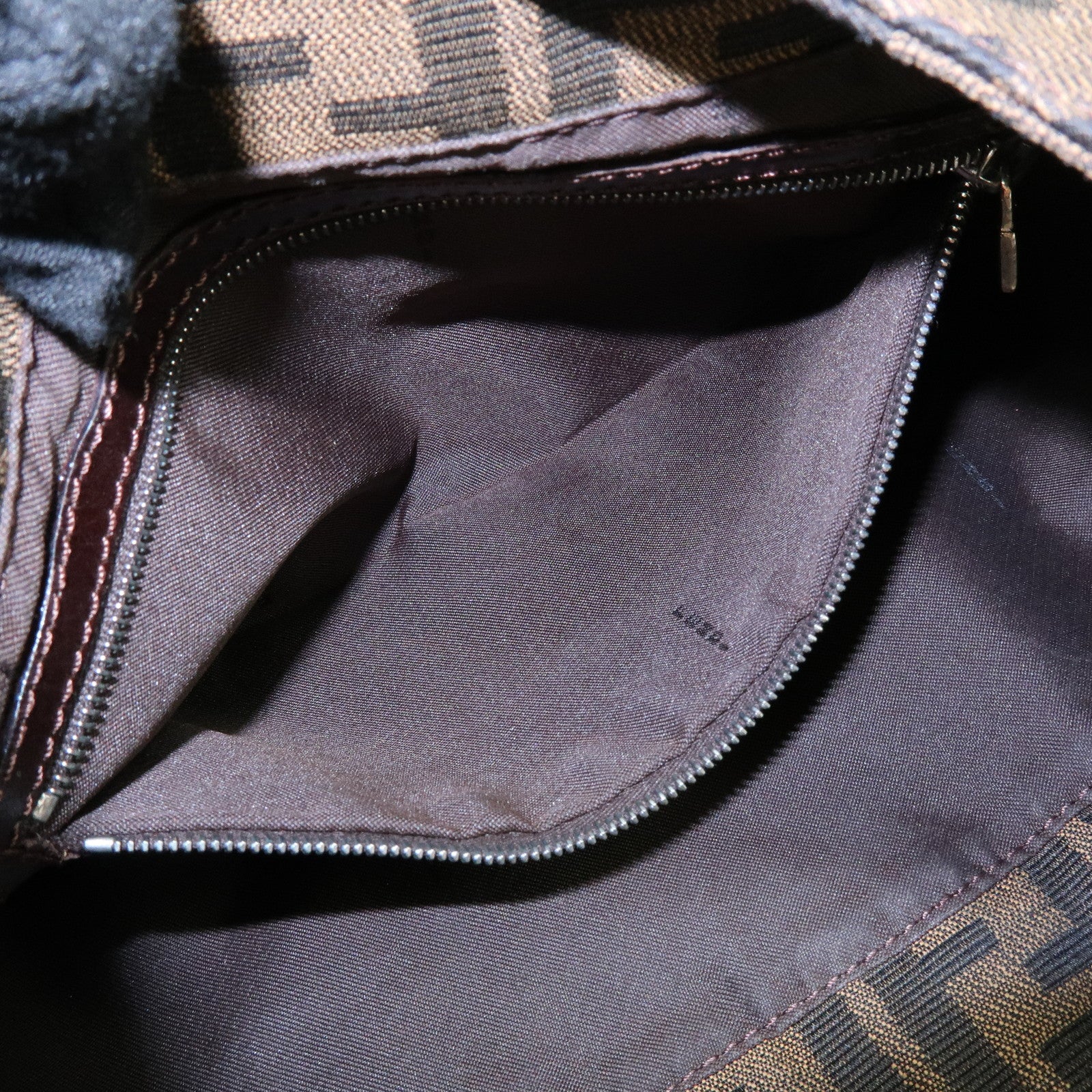 FENDI Zucca Canvas Shoulder Bag Hand Bag Brown Black 265690