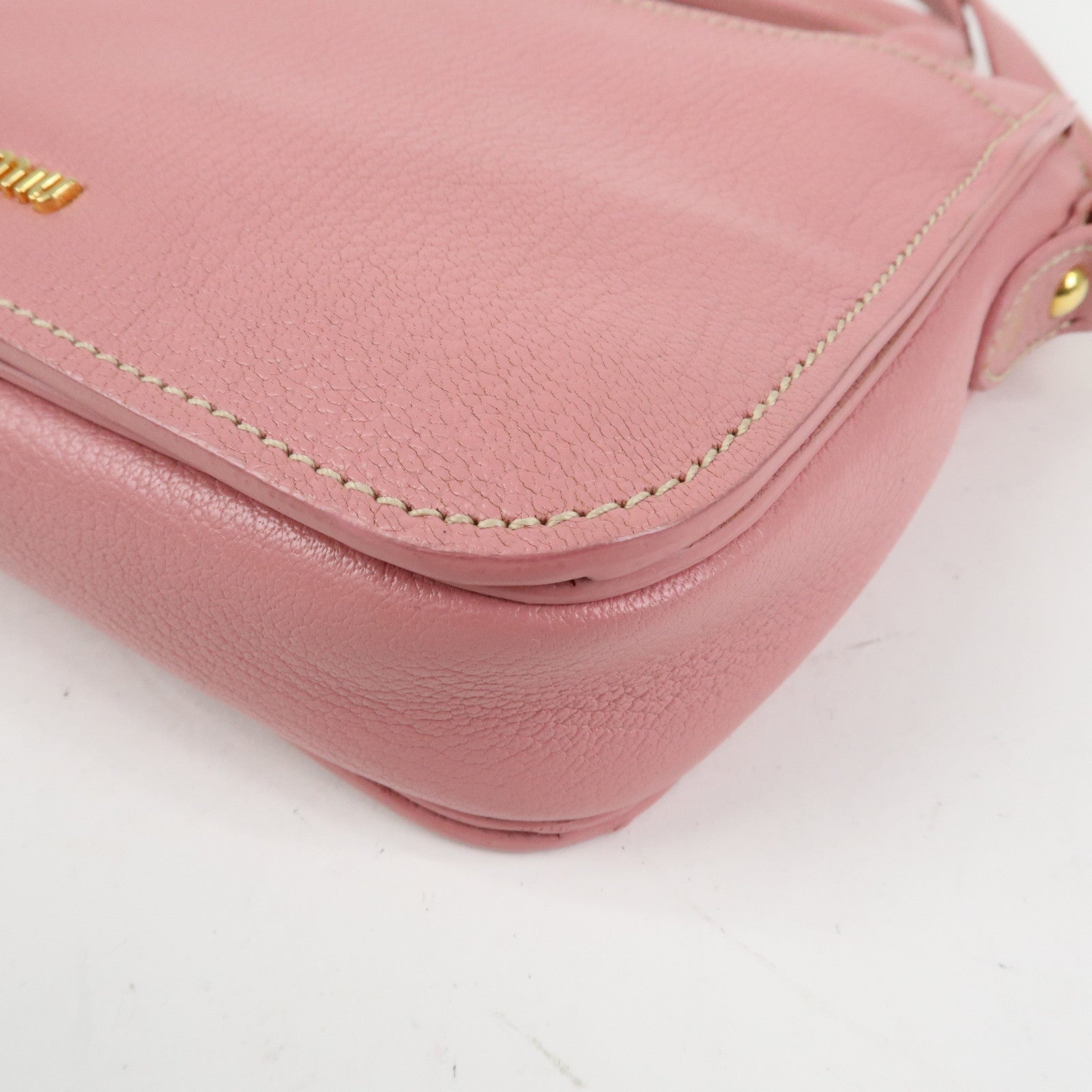 MIU MIU Madras Leather Top Handle 2Way Bag Hand Bag Pink RN0717