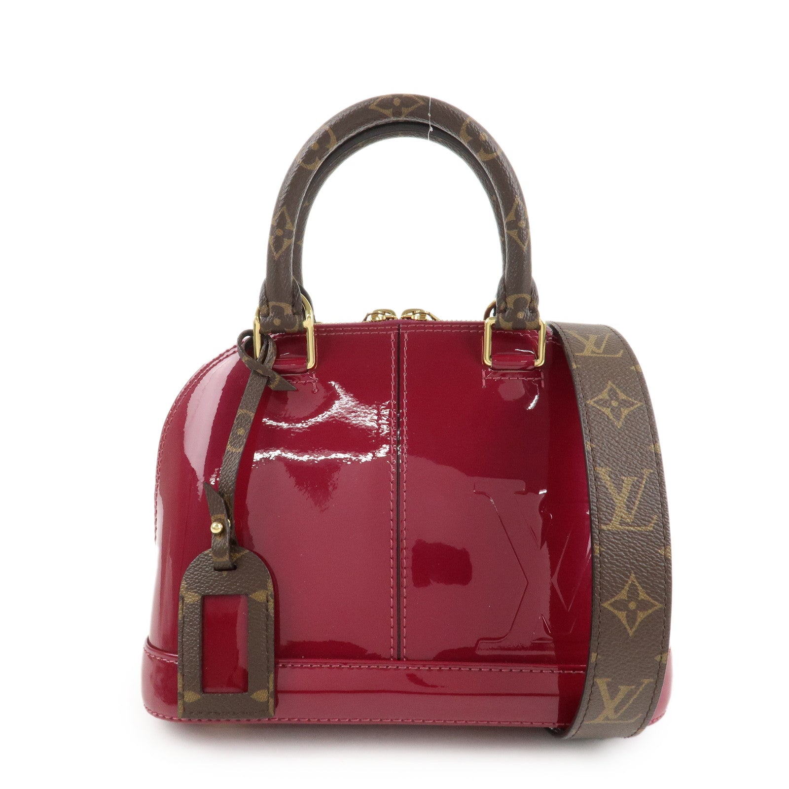 Louis Vuitton Monogram Vernis Alma BB 2Way Hand Bag Magenta M54785 Used