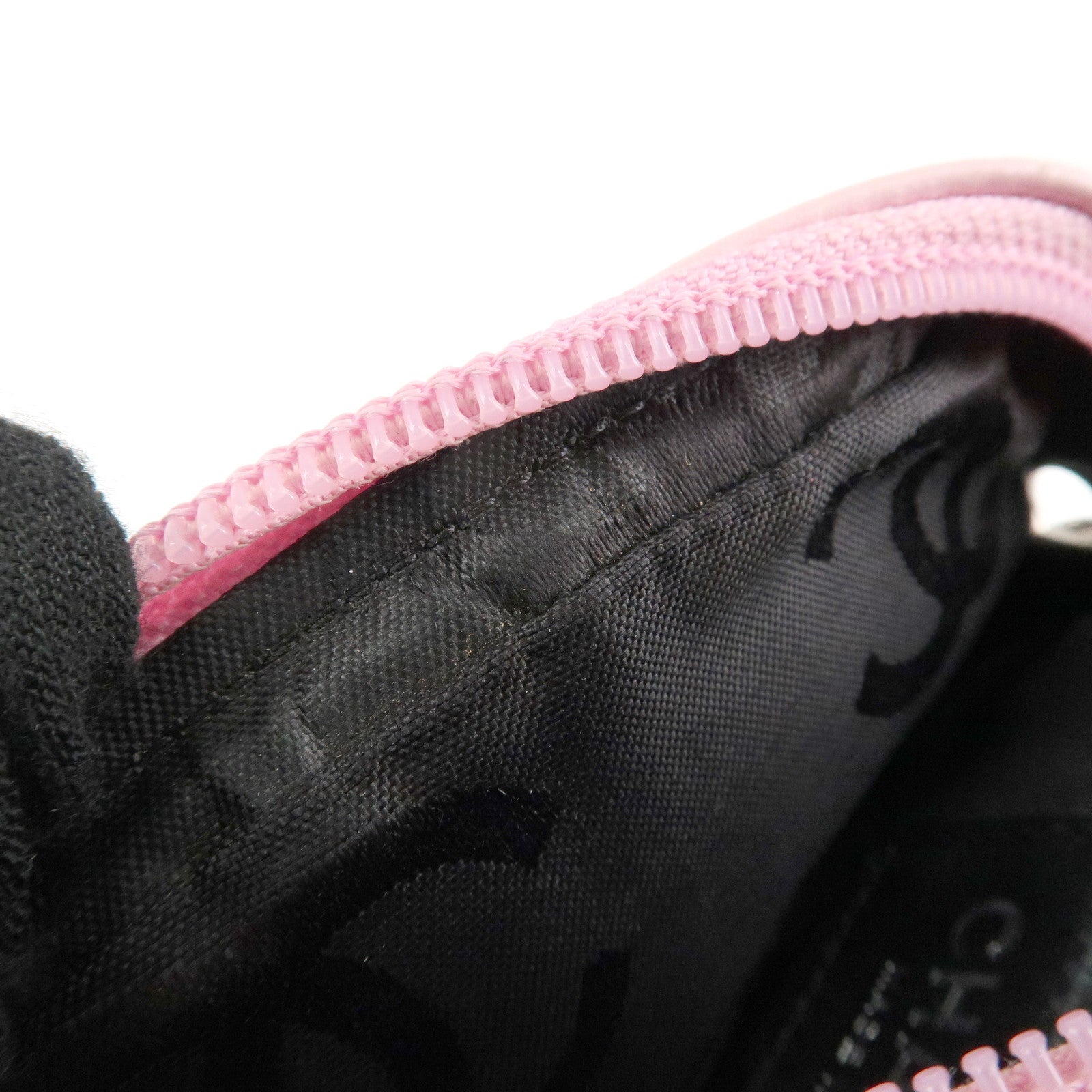 CHANEL Cambon Lamb Skin Small Pochette Shoulder Bag Pink Black A25177 Used