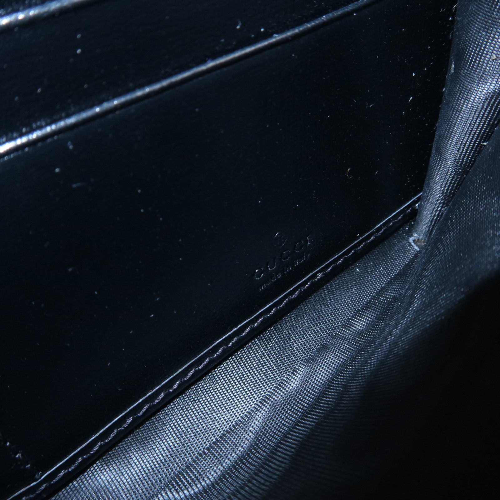 GUCCI Jackie 1961 Leather Chain Wallet WOC Black Gold 652681 Used