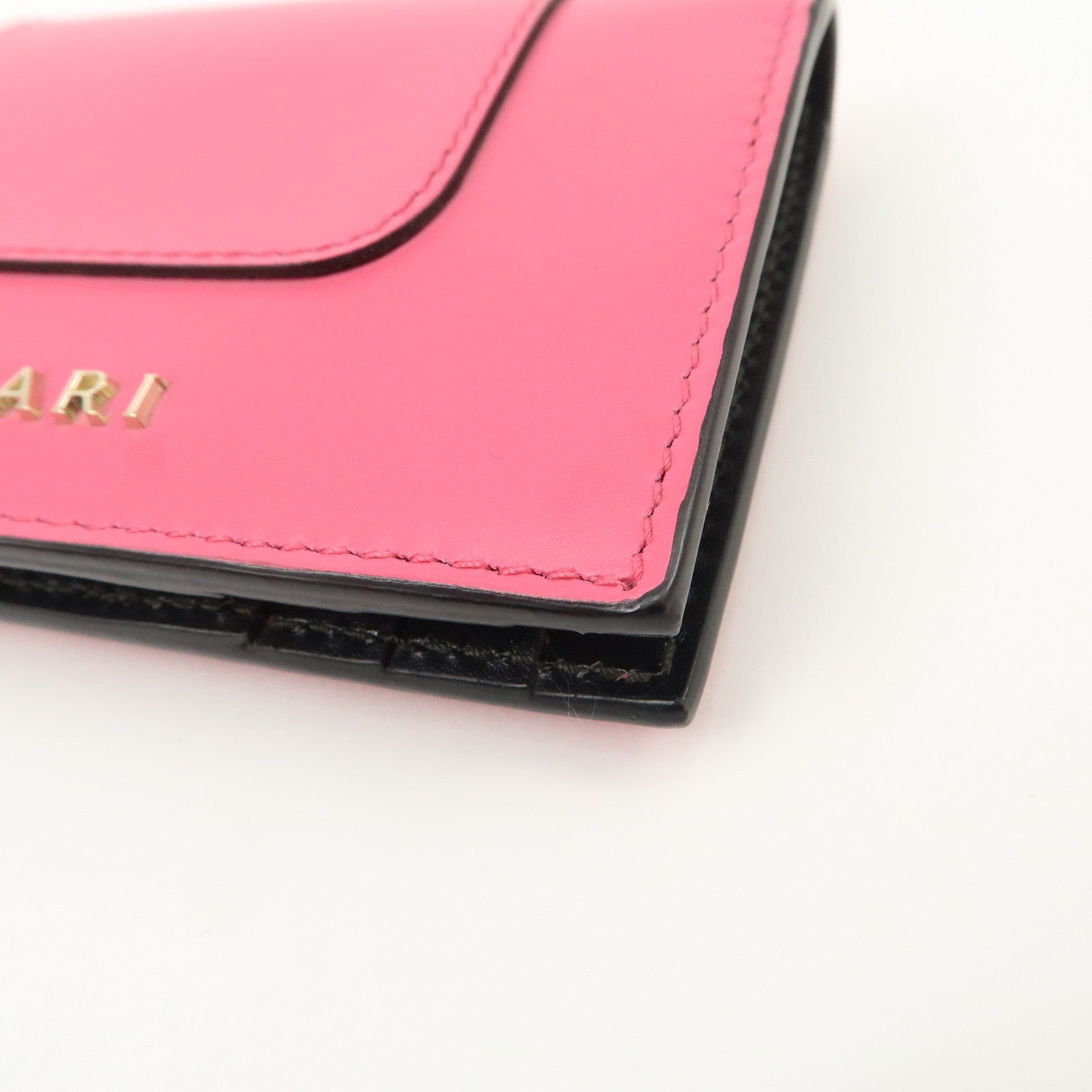 BVLGARI Serpenti Leather Card Case Card Holder Pink