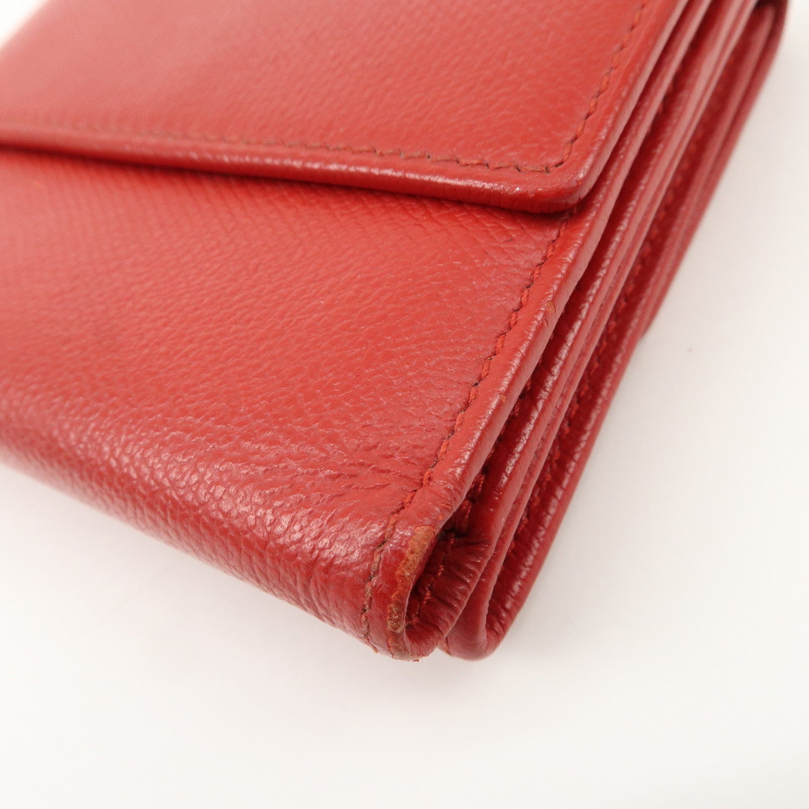 CHANEL COCO Button Leather Double Hook Compact Wallet Red A20902