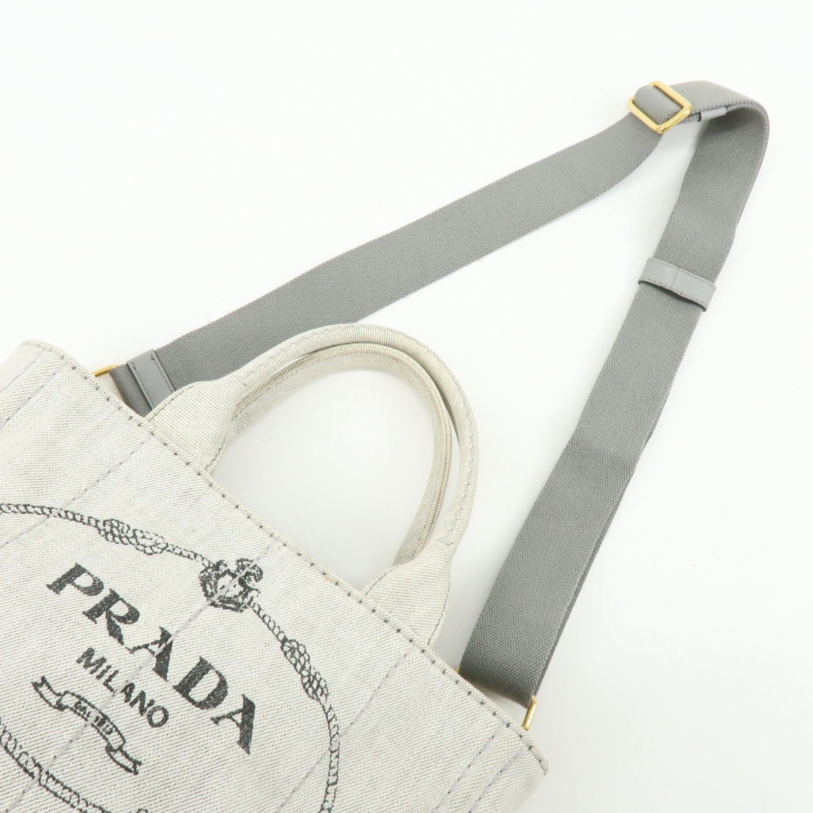 PRADA Canapa Mini Denim 2Way Bag Hand Shoulder Bag Gray 1BG439