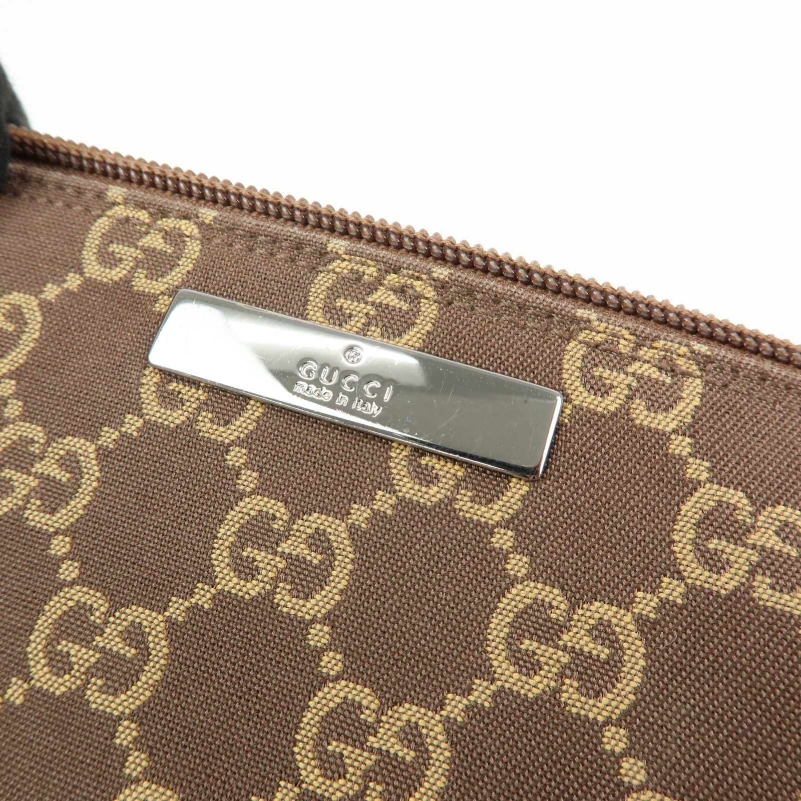 GUCCI Boat Bag GG Canvas Accessory Pouch Hand Bag Brown 039.1103