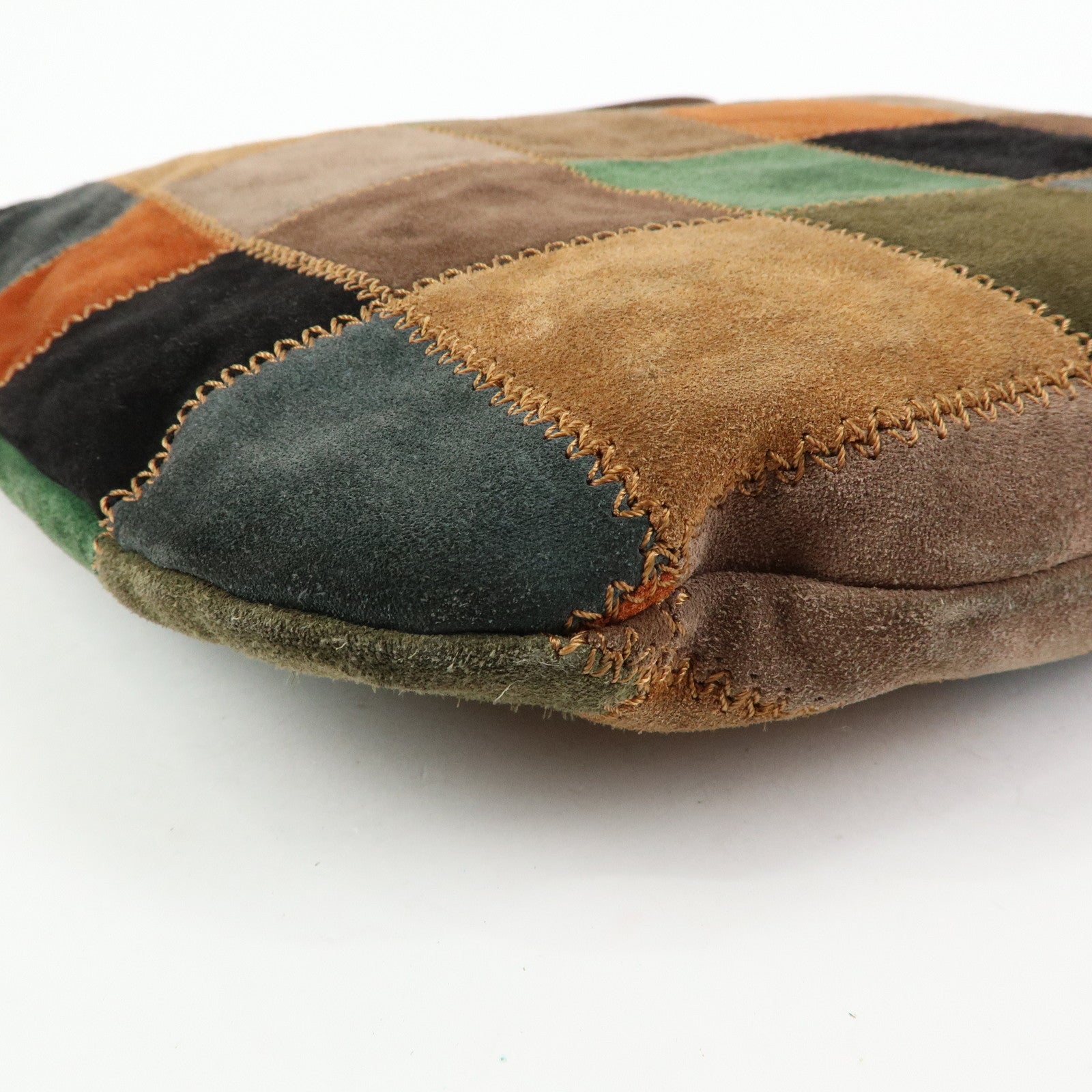 CELINE Patchwork Suede Shoulder Bag Crossbody Bag Brown Multicolor