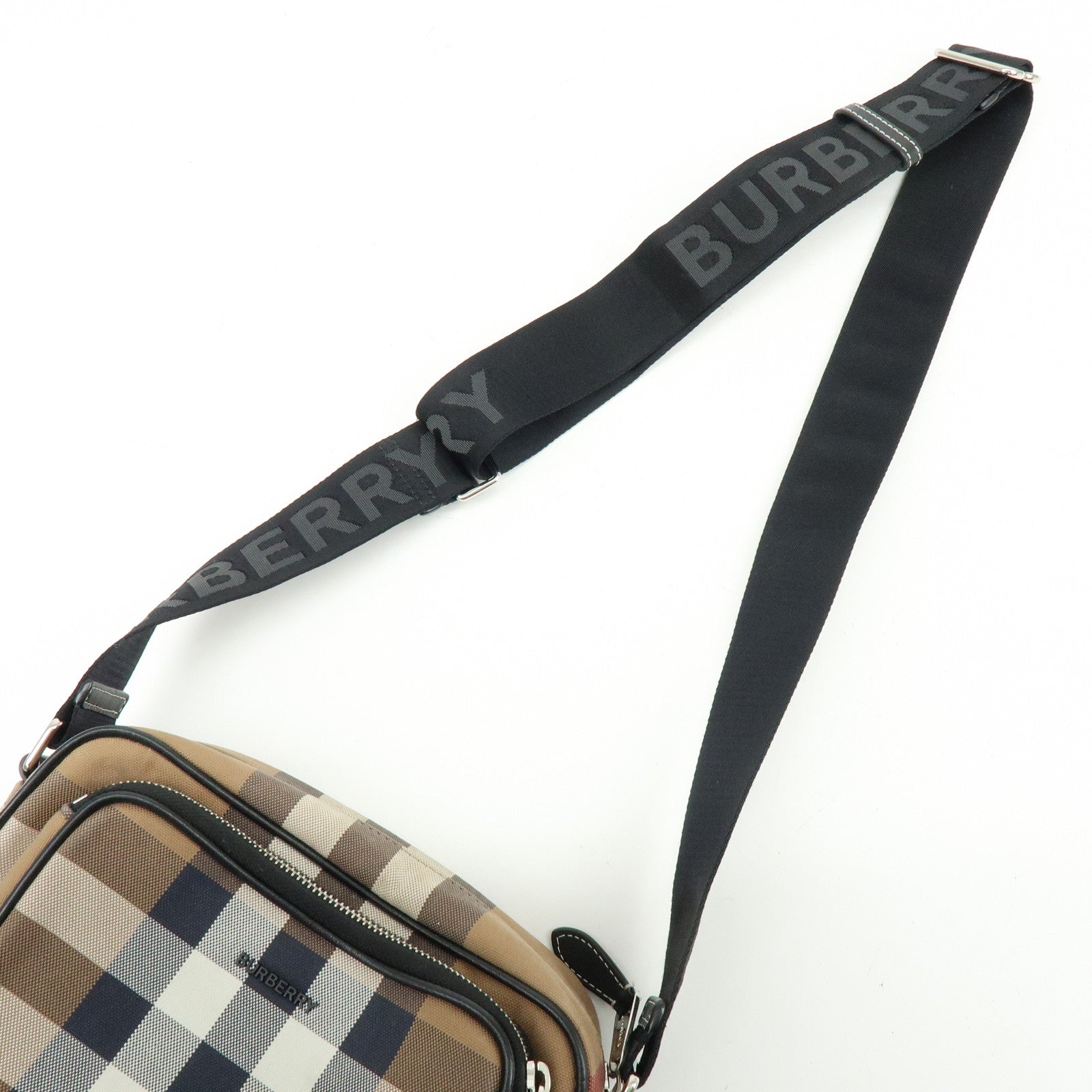 BURBERRY Nova Plaid Canvas Leather Shoulder Crossbody Bag Beige
