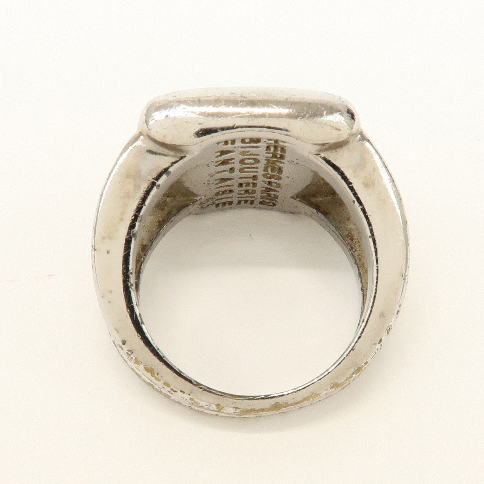 HERMES Metal Corozo Sellier Ring Shell Silver