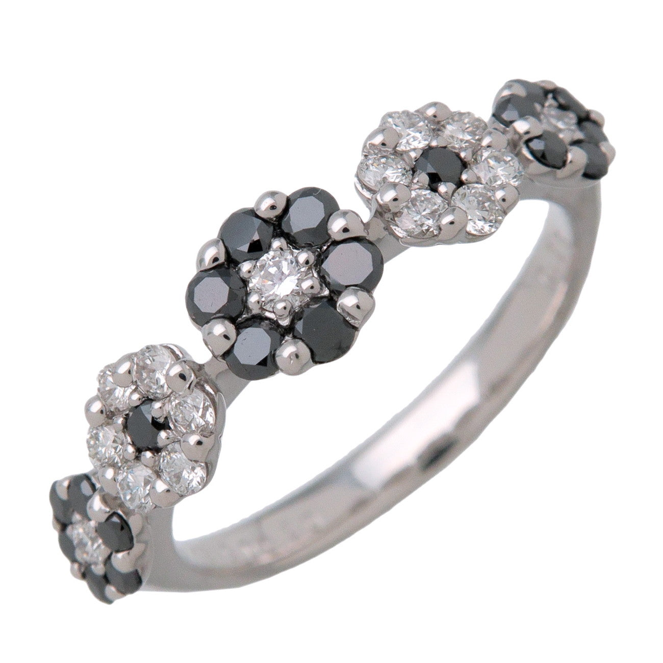 Ponte Vecchio Diamond Flower Motif Ring K18 750WG US4.5 EU48 HK9.5