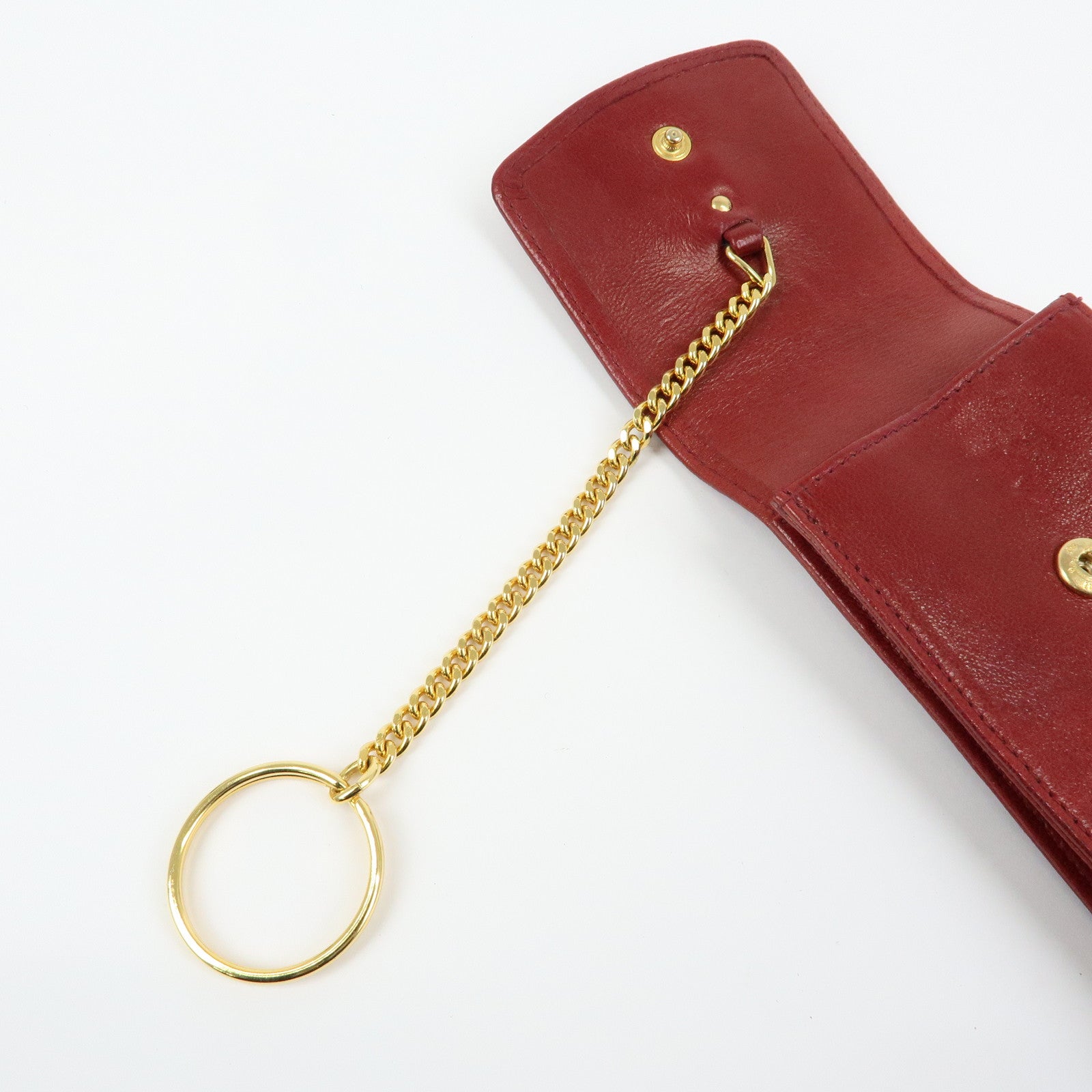 CHANEL COCO Mark Lamb Skin Cigarette Case Key Case Red