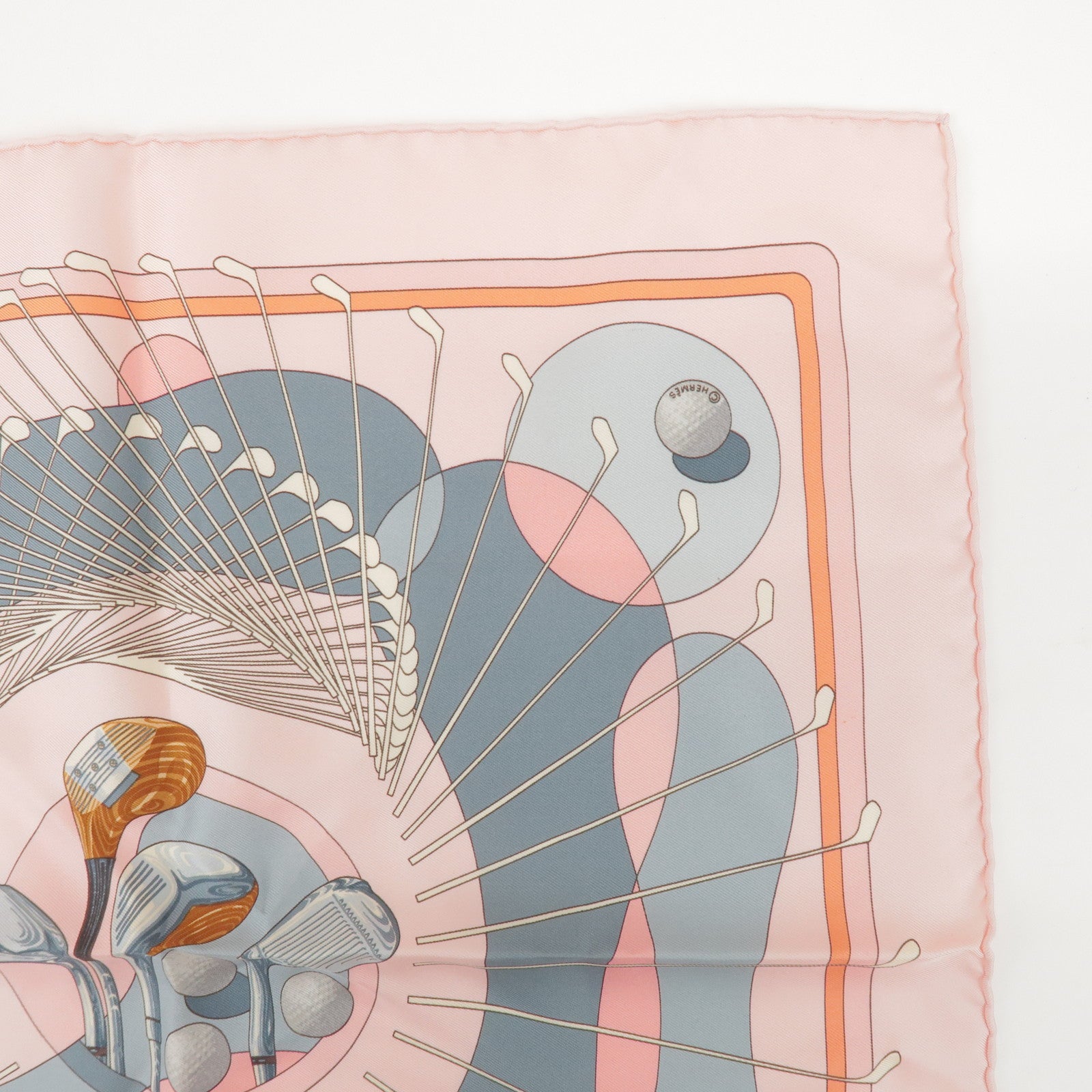 HERMES Carre 45 Set of 2 Silk 100% Scarf Light Pink Orange