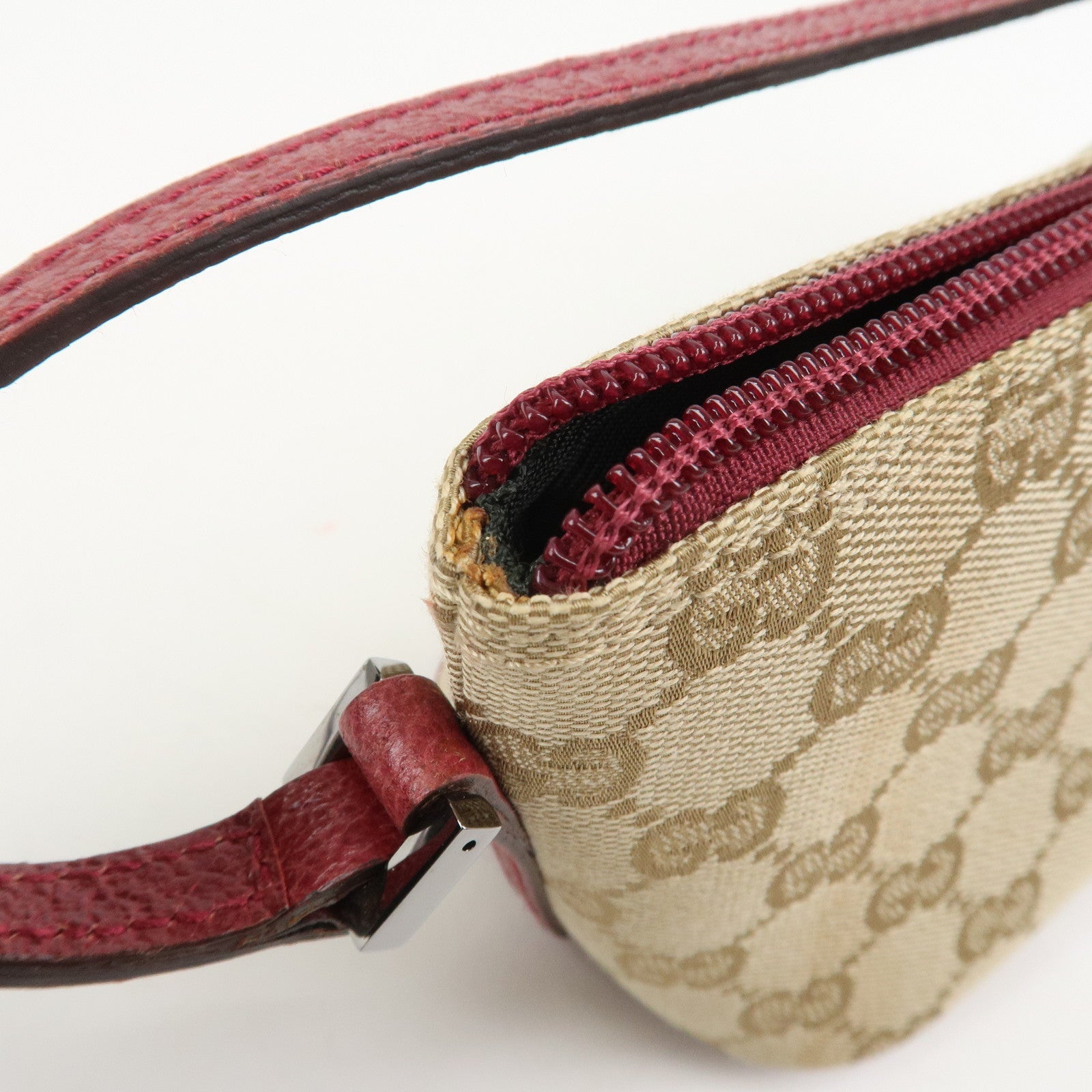 GUCCI Boat Bag GG Canvas Leather Hand Bag Light Brown 07198