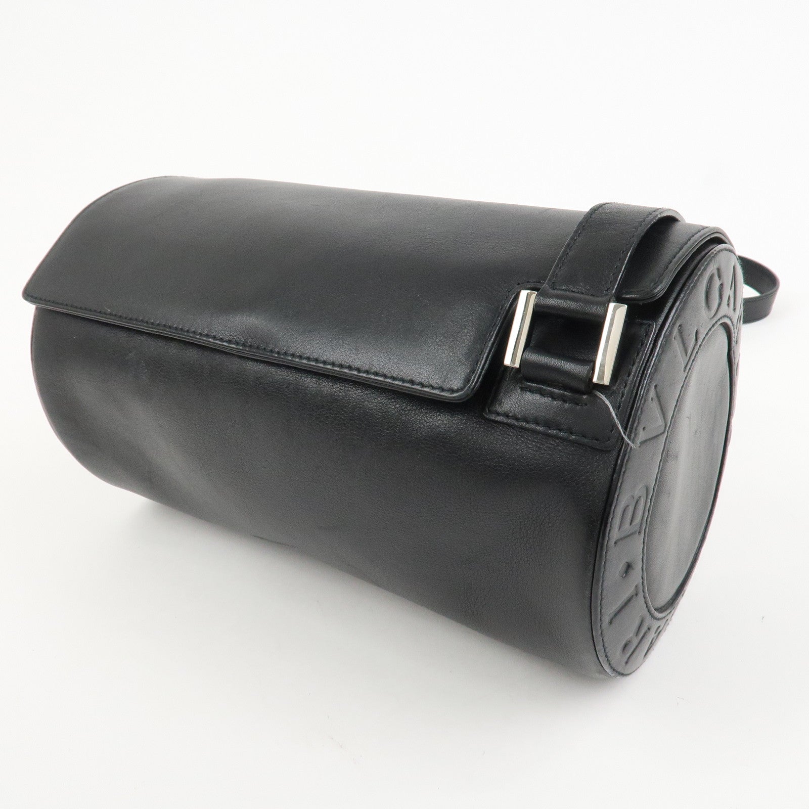 BVLGARI B-zero 1 Drum Leather Shoulder Bag Black