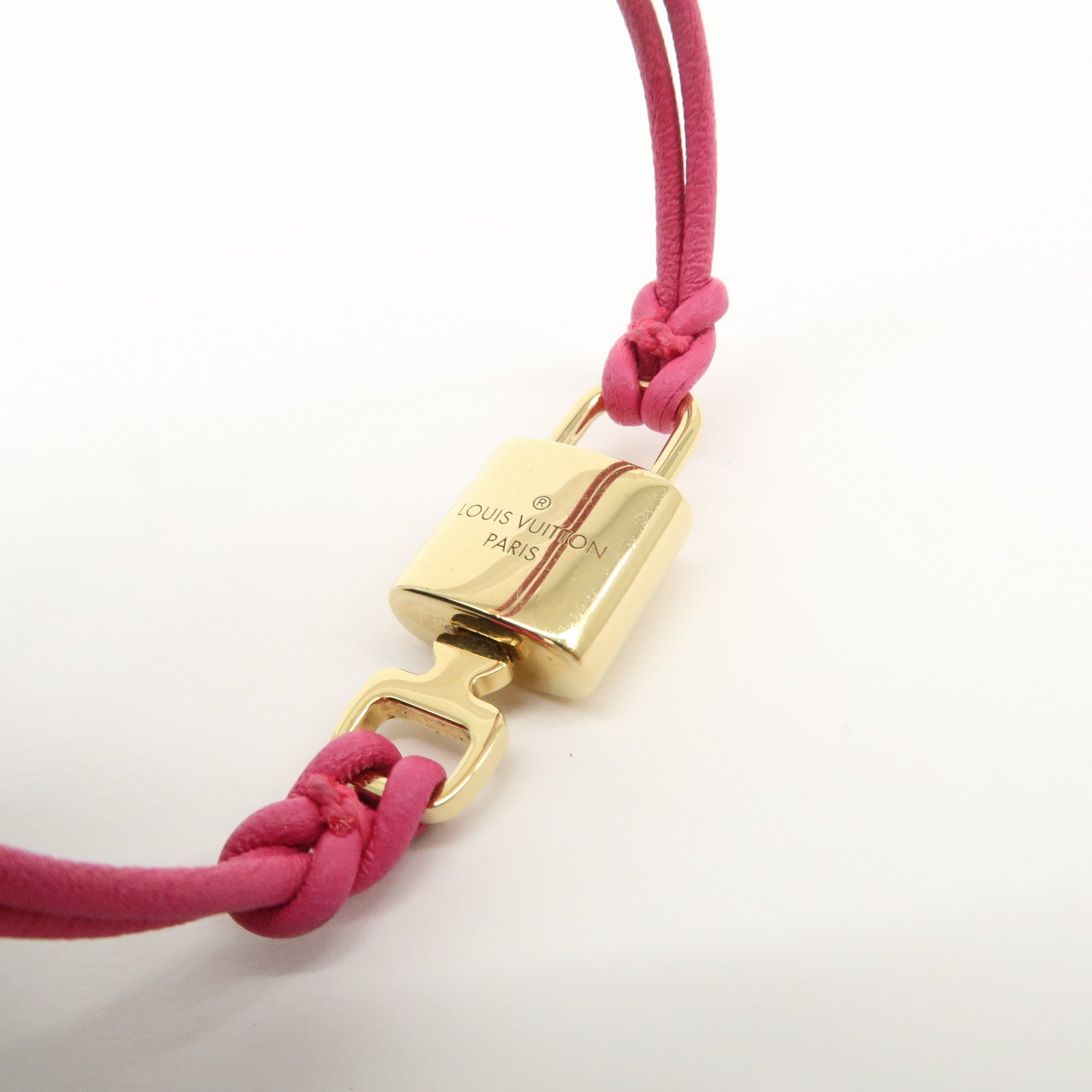 Louis Vuitton Monogram Padlock Bracelet Viole Fuchsia Gold HDW M8521F Used