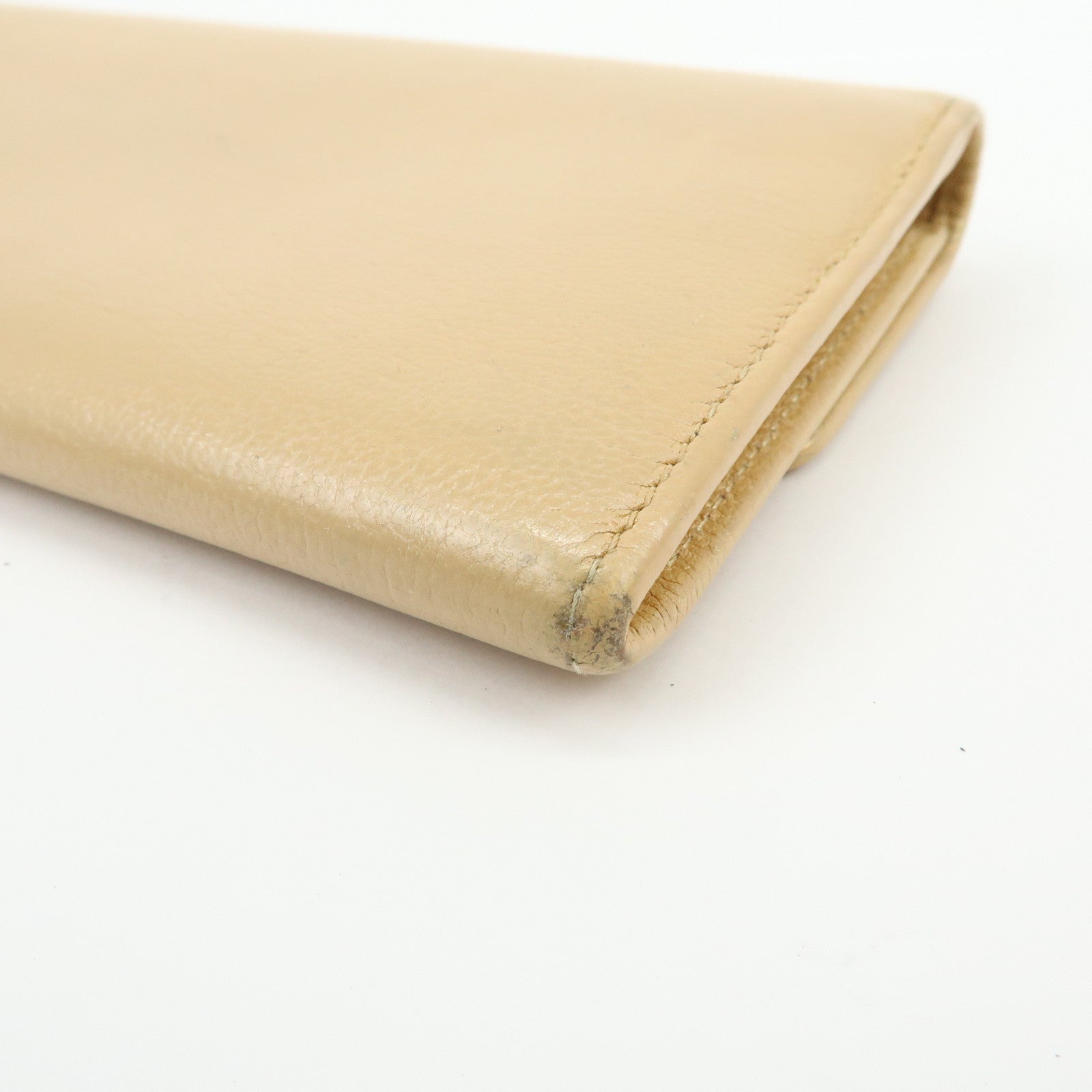 Chanel Camellia Calf Leather Long Flap Wallet Beige