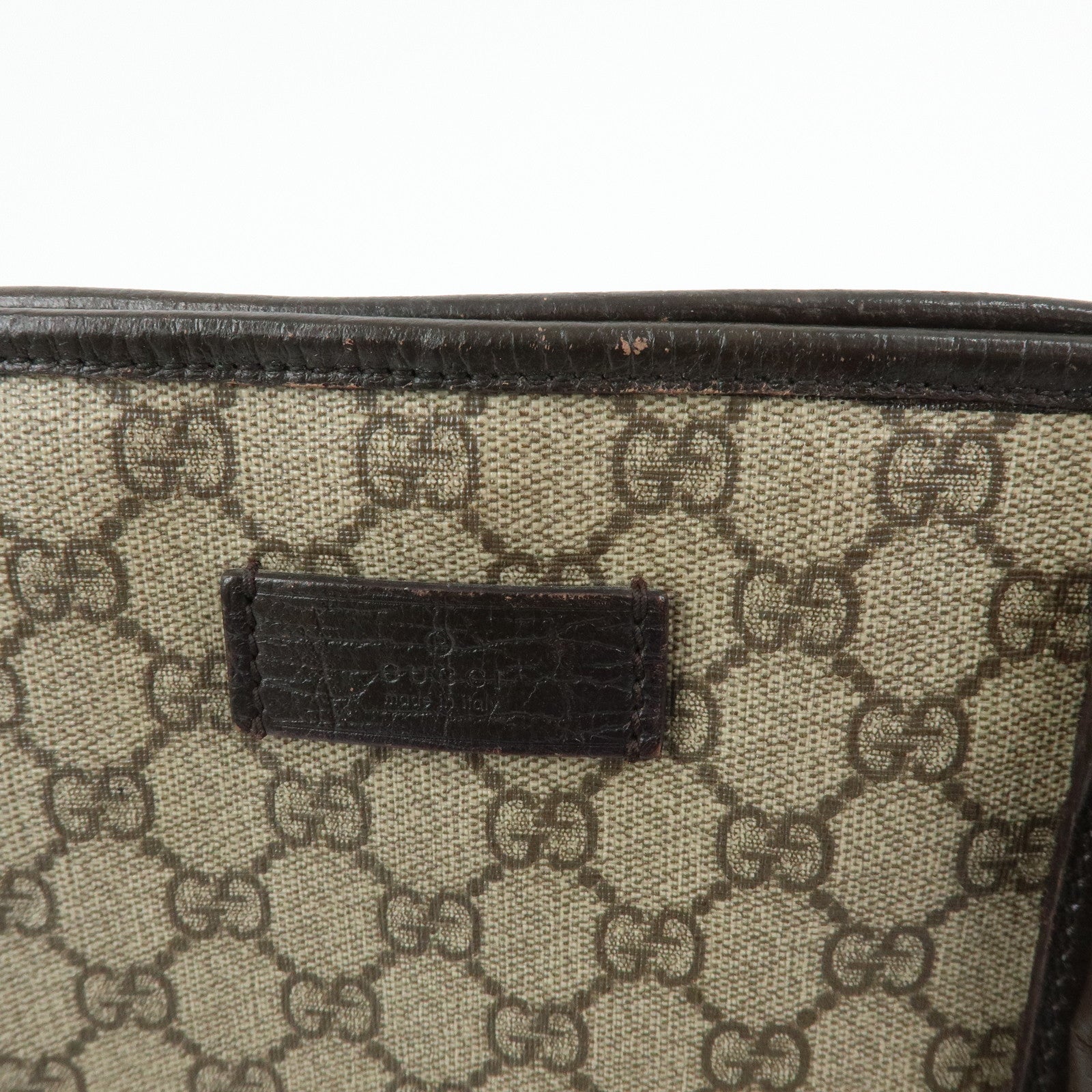 GUCCI GG Supreme Leather Tote Bag Shoulder Bag Beige Brown 114595
