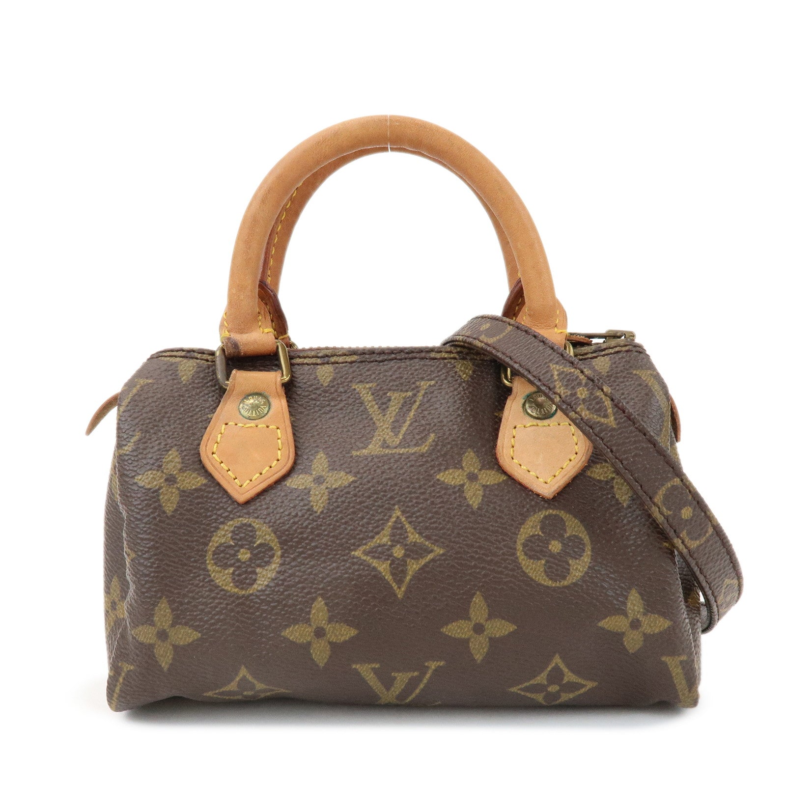 Louis Vuitton Monogram Mini Speedy Hand Bag & Strap Brown M41534