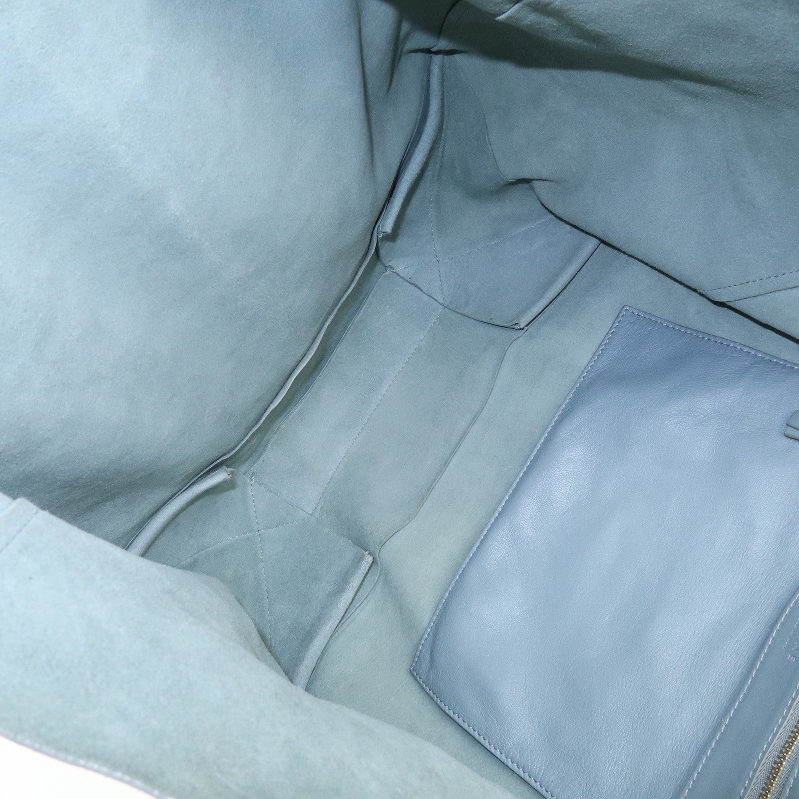 CELINE Horizontal Cabas Leather Tote Bag Shoulder Bag Light Blue