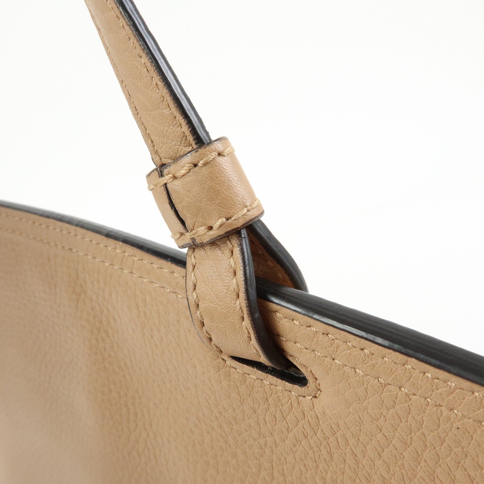 GUCCI Bamboo Daily Leather 2Way Bag Hand Shoulder Bag Beige 370830