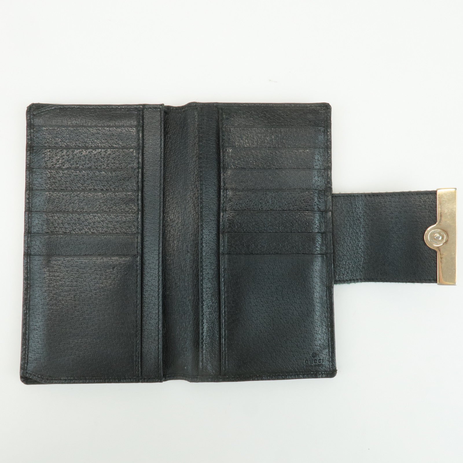 GUCCI Sherry Set of 2 GG Canvas Leather Wallet Brown Black 181672 Used