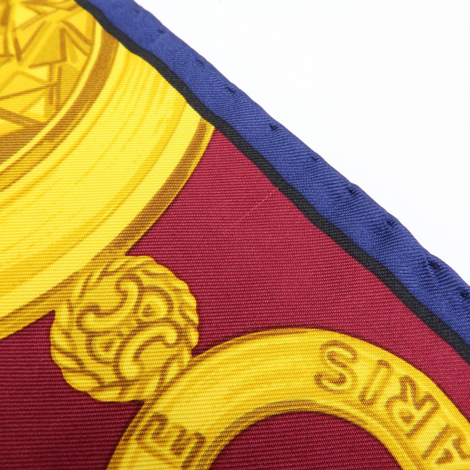 CELINE Silk 100% Scarf Le Cirque Lion Elephant Motif Navy Blue