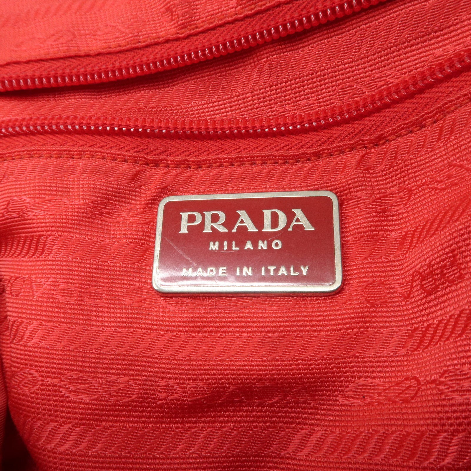 PRADA Triangle Logo Nylon Leather Backpack Rucksack Red