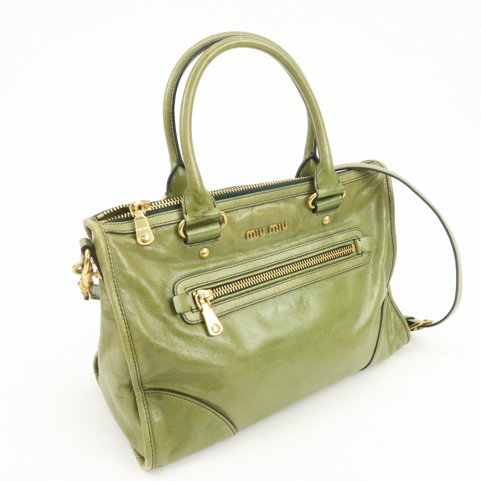 MIU MIU 2Way Bag Hand Bag Shoulder Bag Light Green RL0043