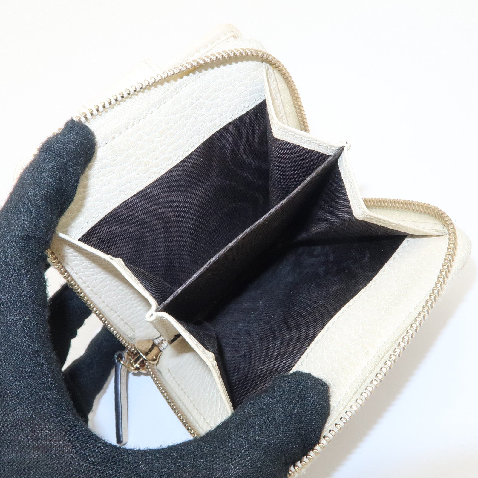 GUCCI GG Canvas Leather Bi-fold Wallet Beige Ivory 346056 Used