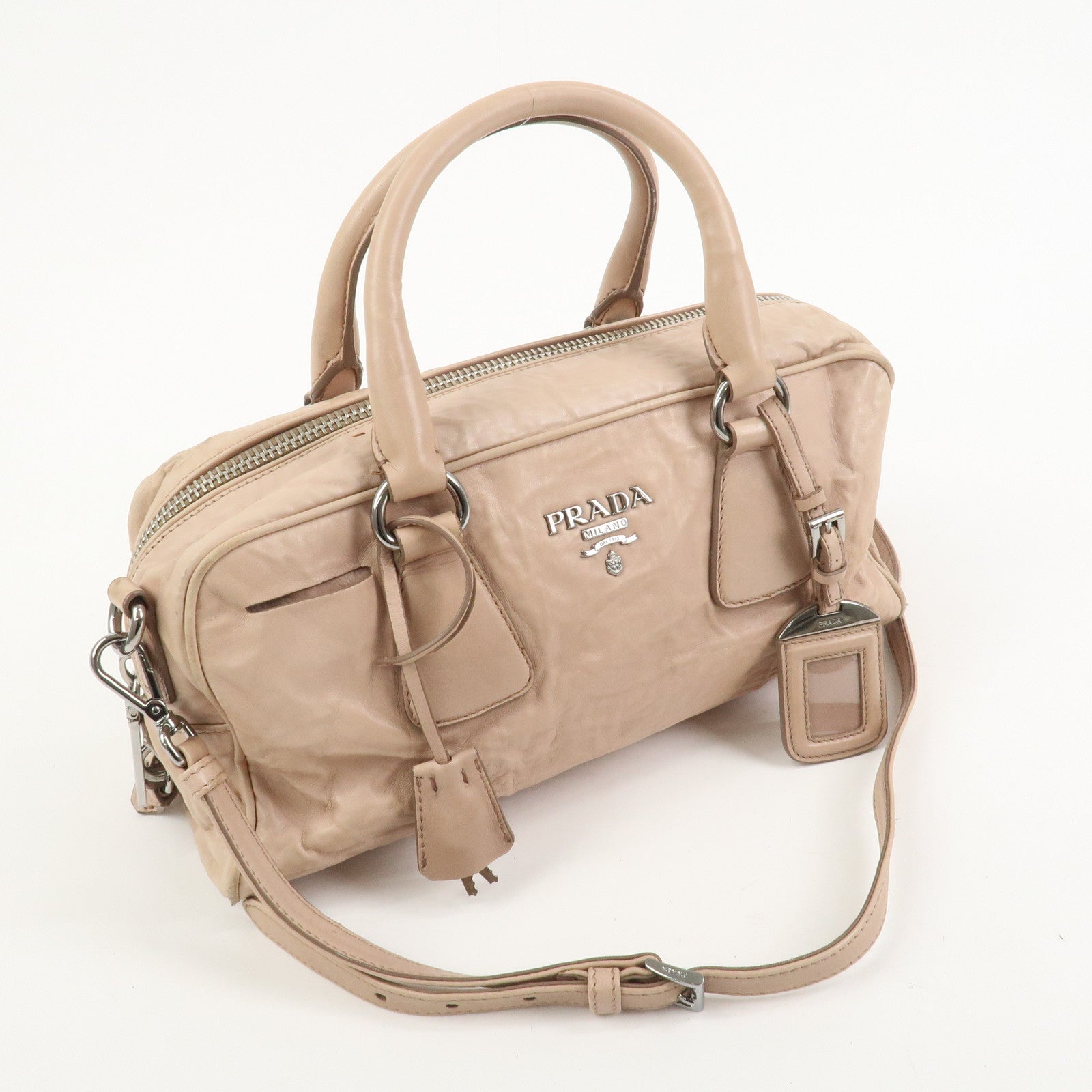 PRADA Nappa Leather 2Way Bag Hand Bag Shoulder Bag Light Pink