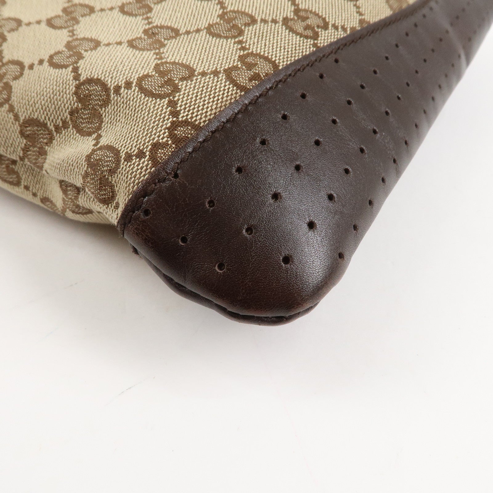 GUCCI GG Canvas Leather Shoulder Bag Crossbody Bag Brown 145857 Used