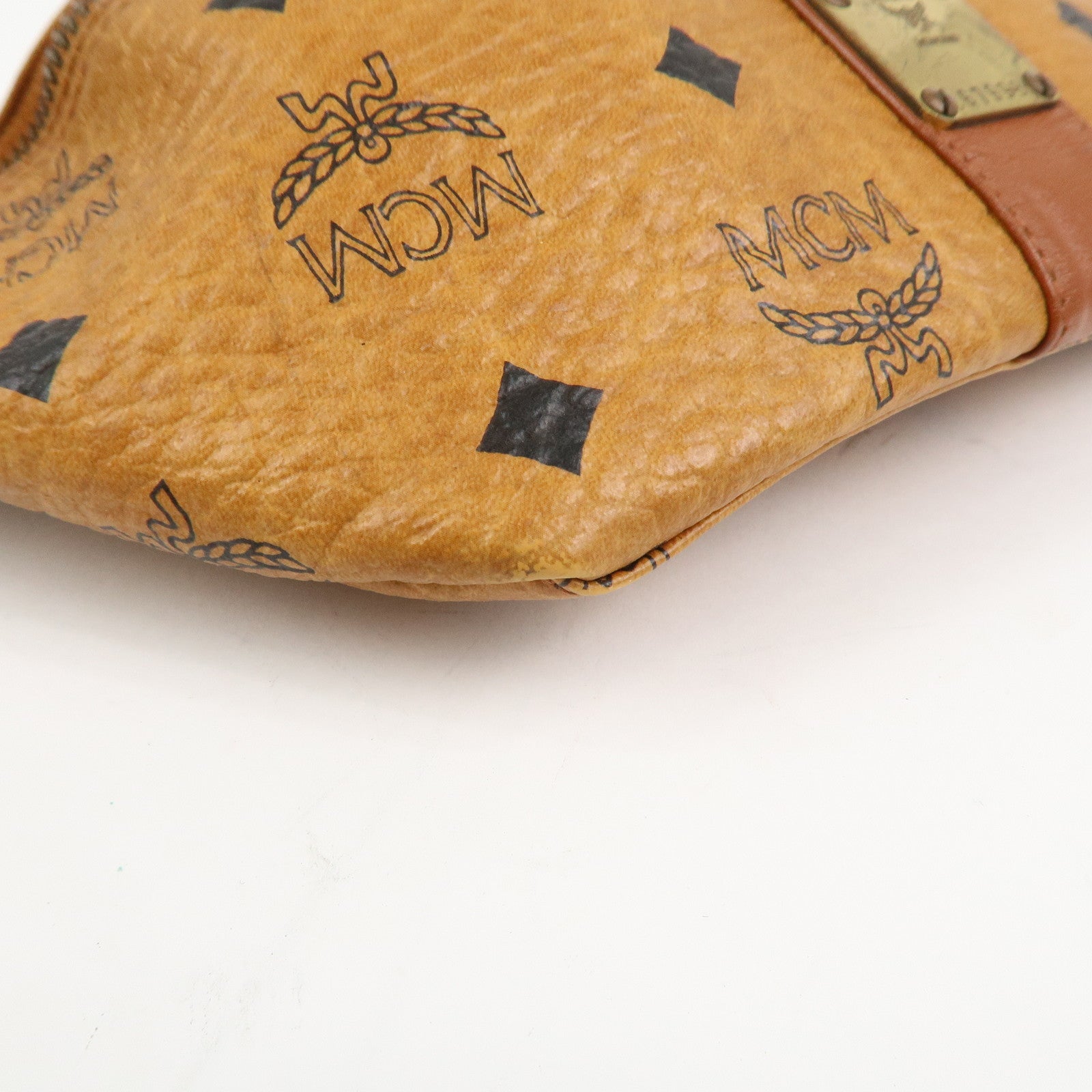 MCM Visetos Logo Leather Waist Bag Waist Pouch Crossbody Bag Brown