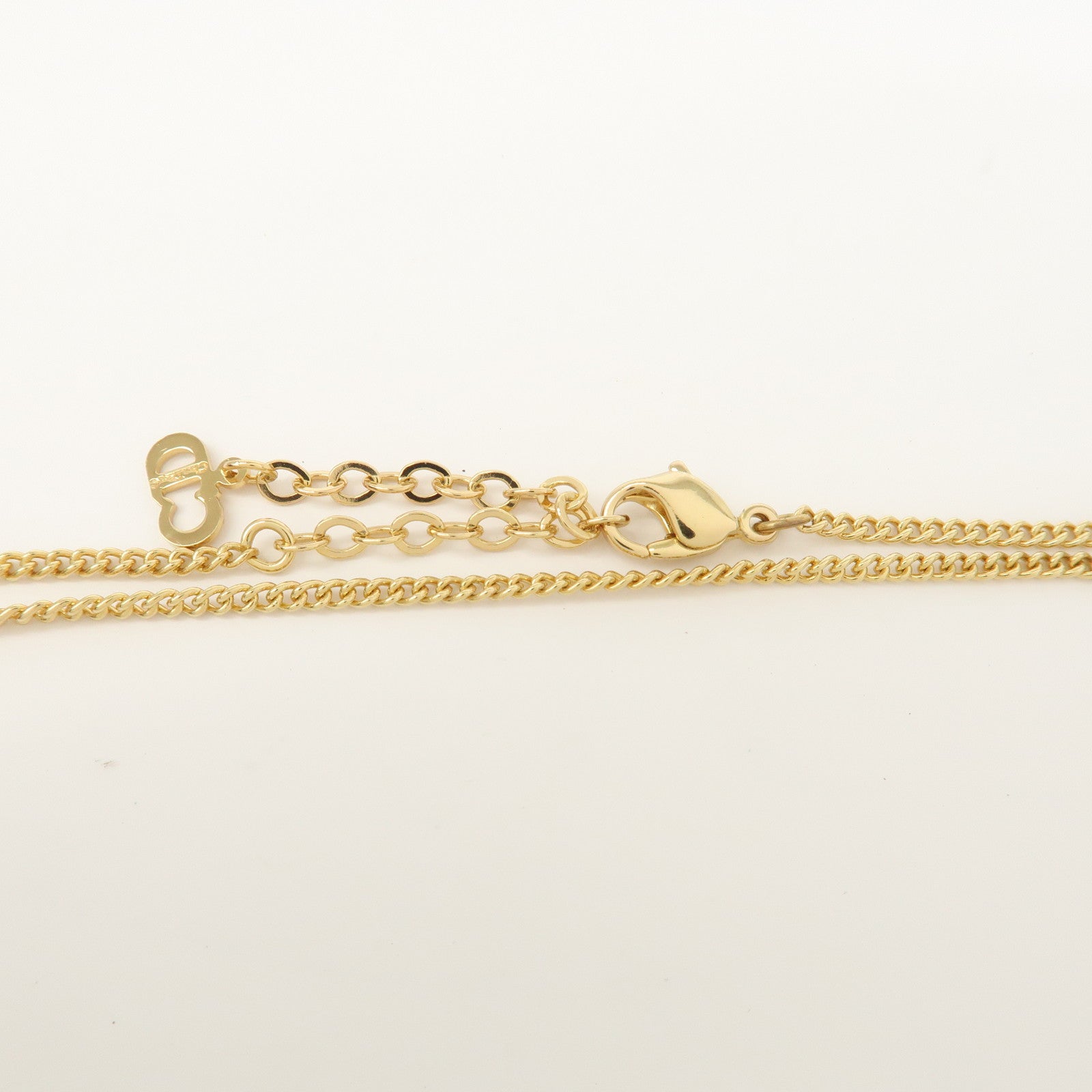 Christian Dior Logo Metal Necklace Choker Gold Black