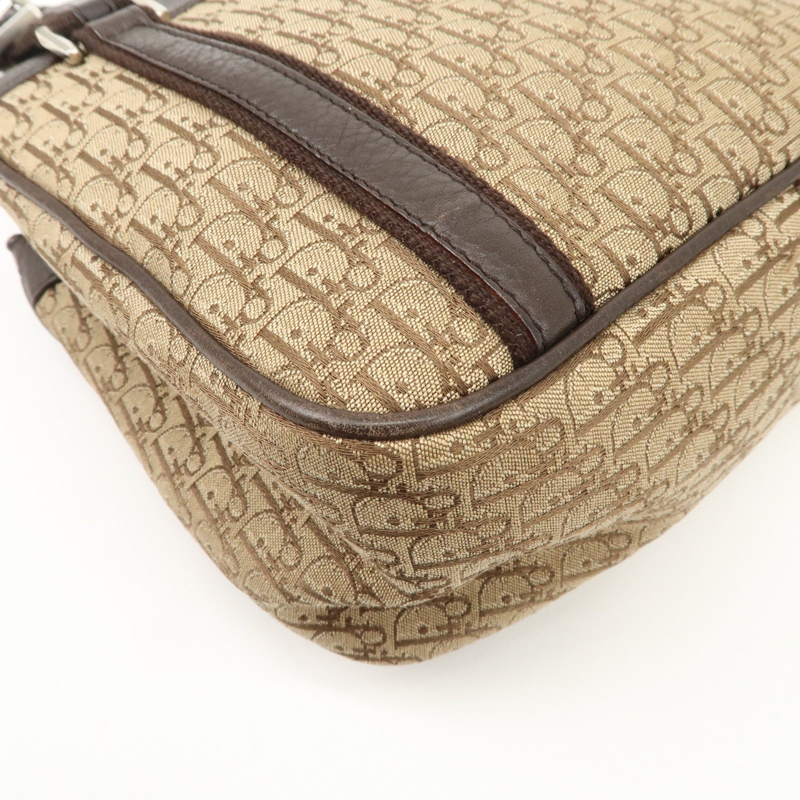 Christian Dior Trotter Leather Canvas Hand Bag Brown Used