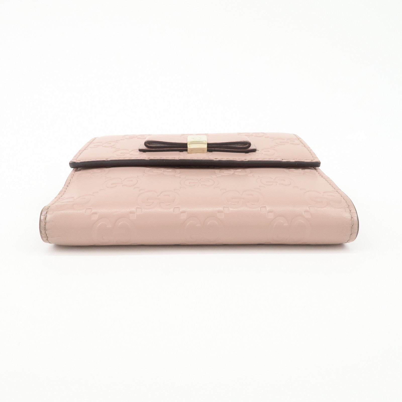 GUCCI Guccissima Leather Bi-Fold Compact Wallet Pink 406925
