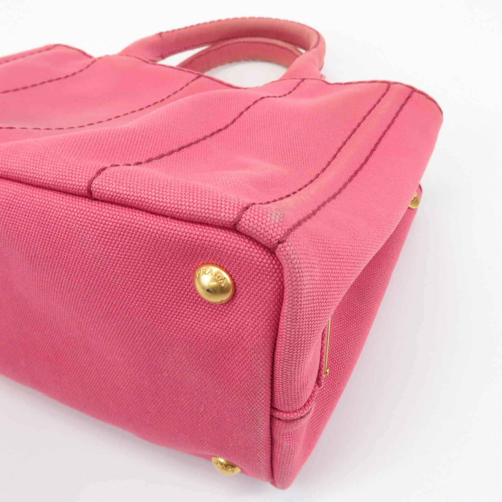 PRADA Canapa Mini Canvas 2Way Hand Bag Shoulder Bag Pink 1BG439 Used