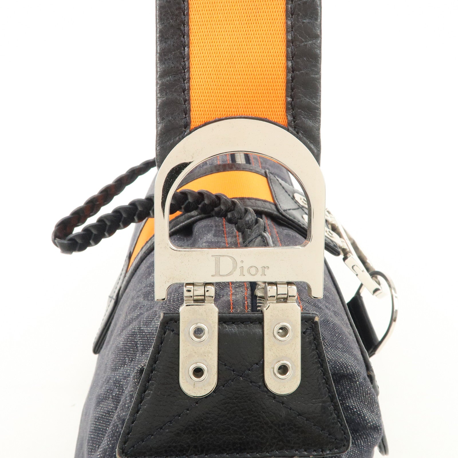 Christian Dior Flight Line Trotter Denim Leather Shoulder Bag