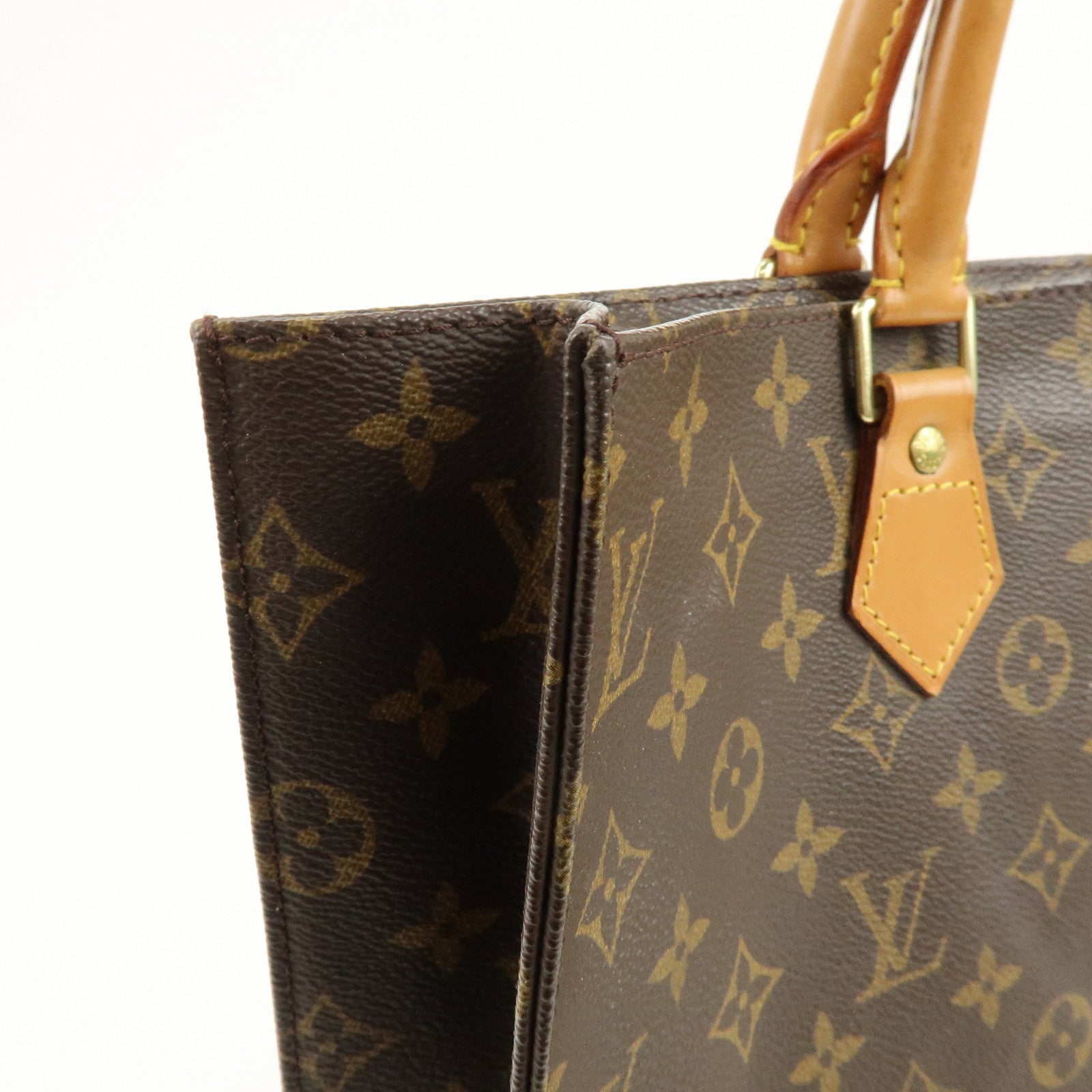 Louis Vuitton Monogram Sac Plat Tote Bag Hand Bag Brown M51140