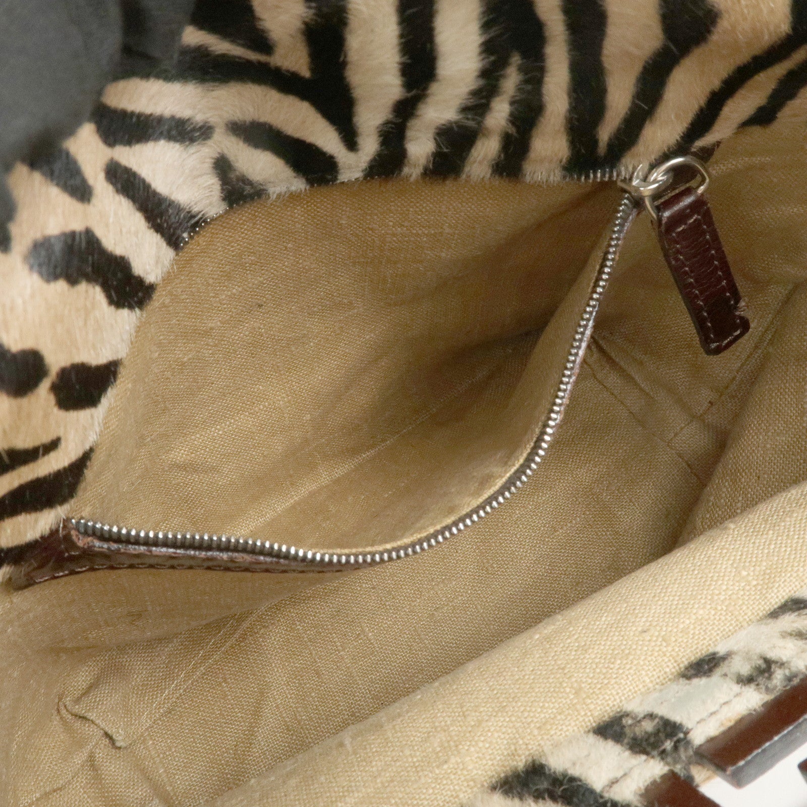 FENDI Unborn Calf Leather Tote Bag Hand Bag Brown 83158780992