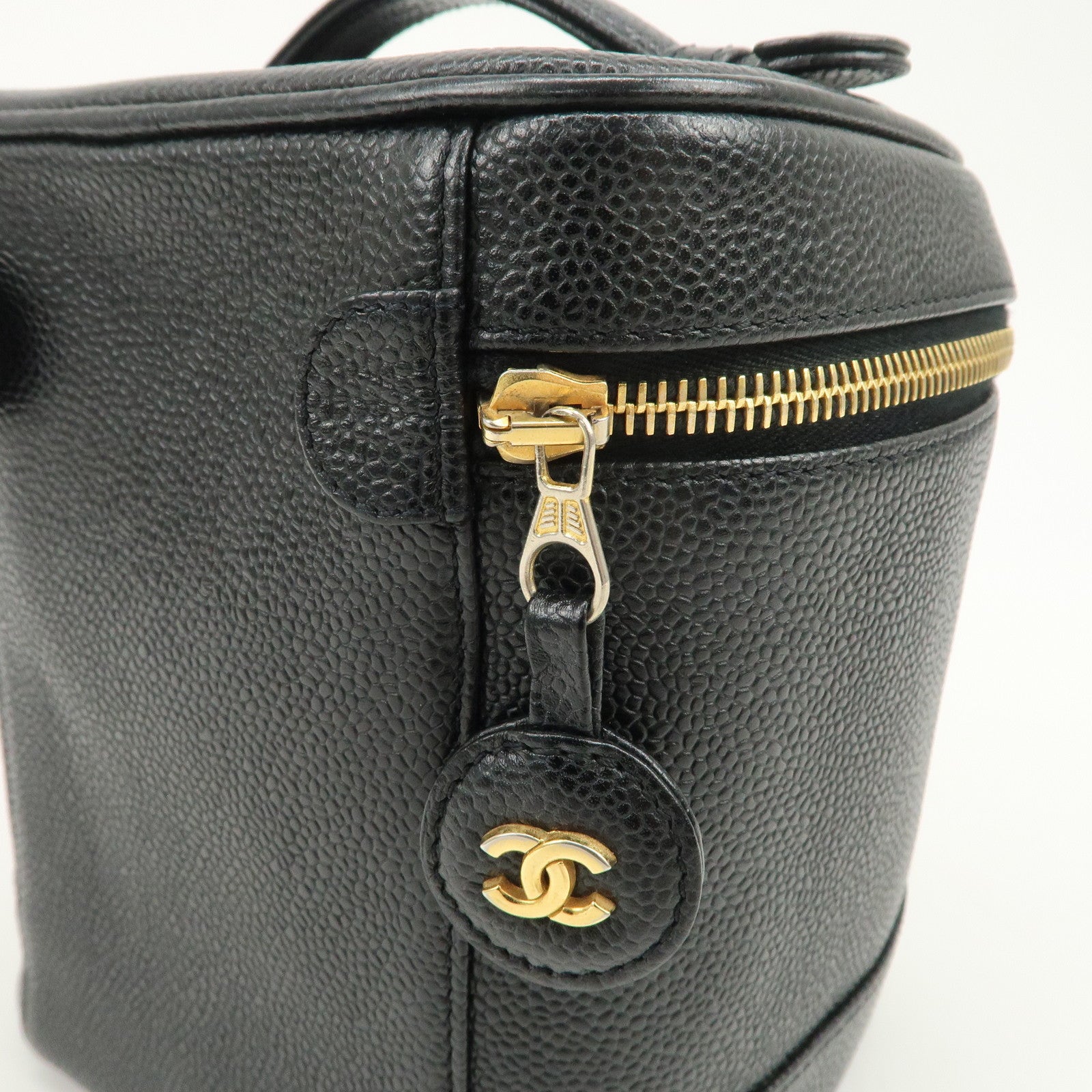 CHANEL COCO Mark Caviarskin Vanity Bag Hand Bag Black A01998