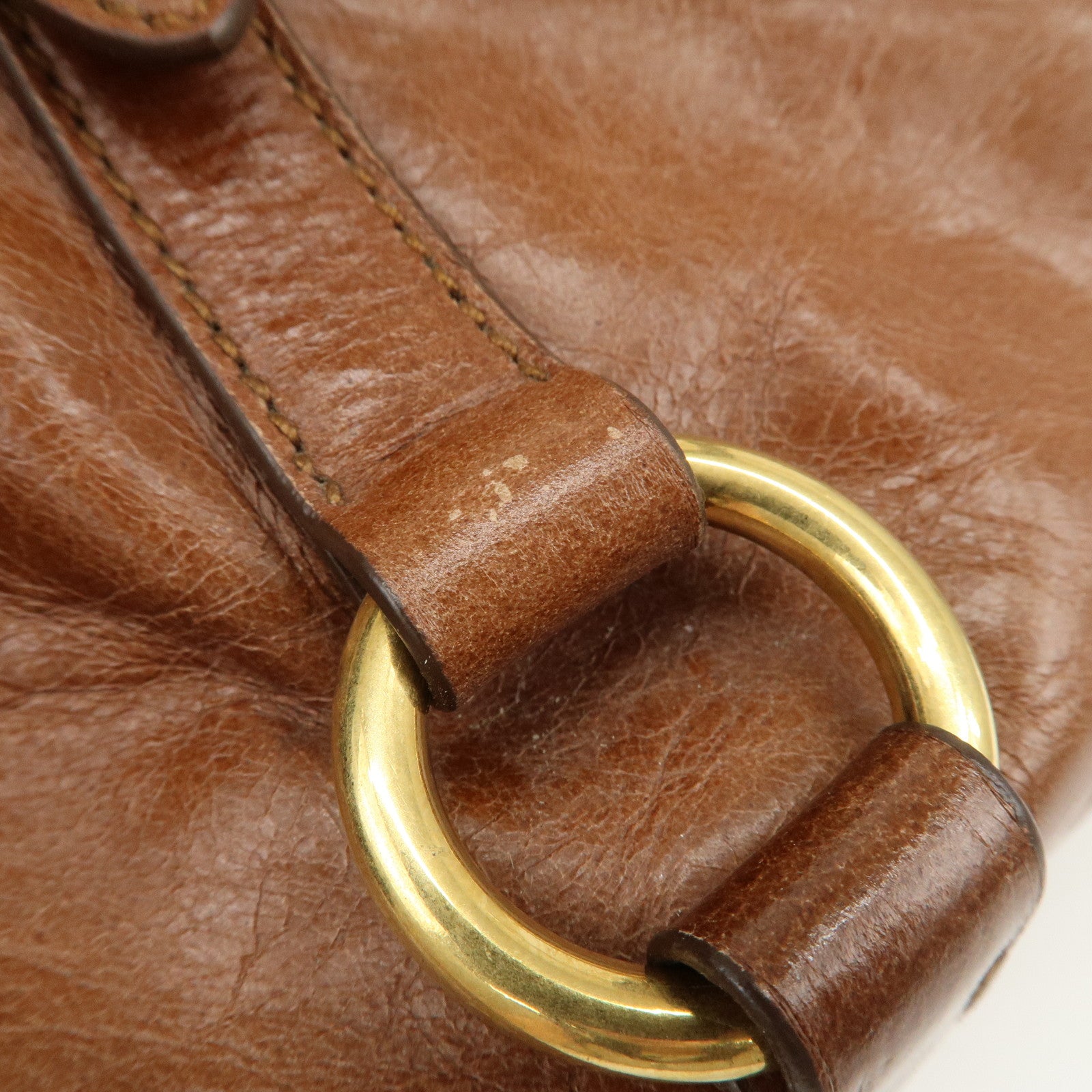 MIU MIU Logo Leather 2Way Bag Hand Bag Shoulder Bag Brown RT0438