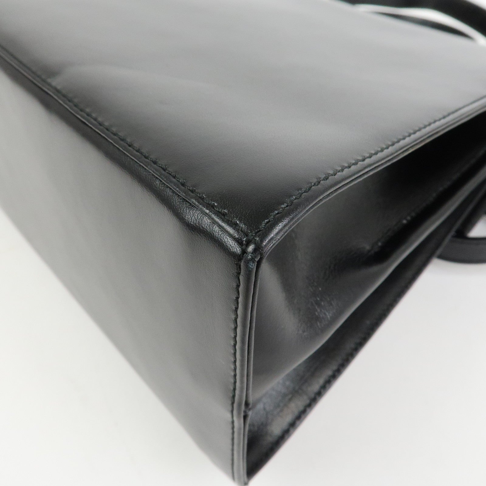 Ferragamo Gancini Logo Leather 2Way Bag Hand Bag Shoulder Bag Black