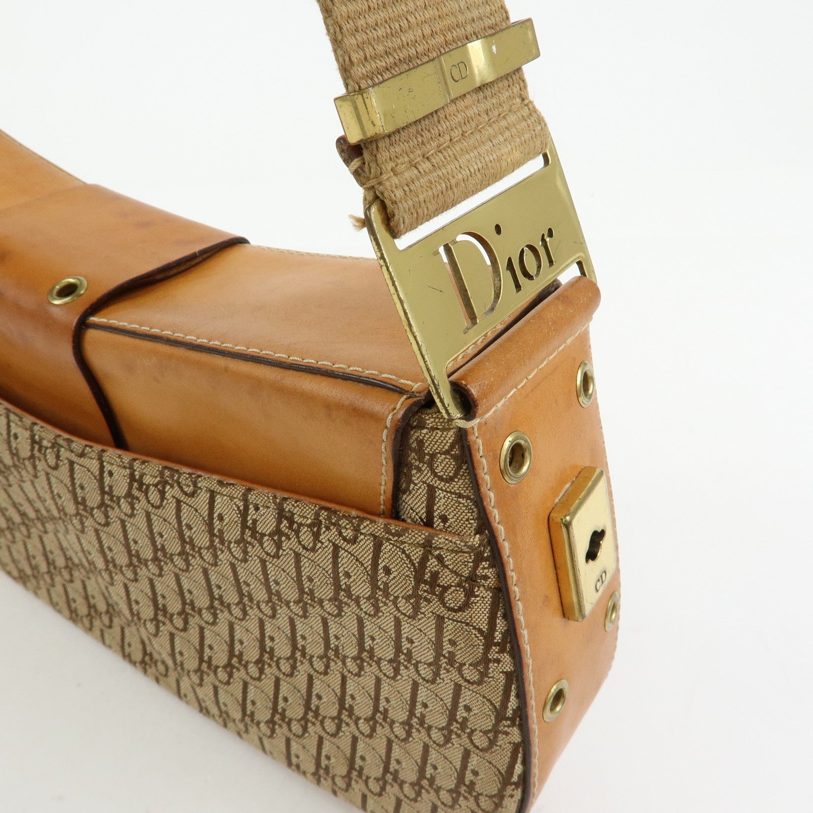 Christian Dior Trotter Street Chic Canvas Leather Shoulder Bag