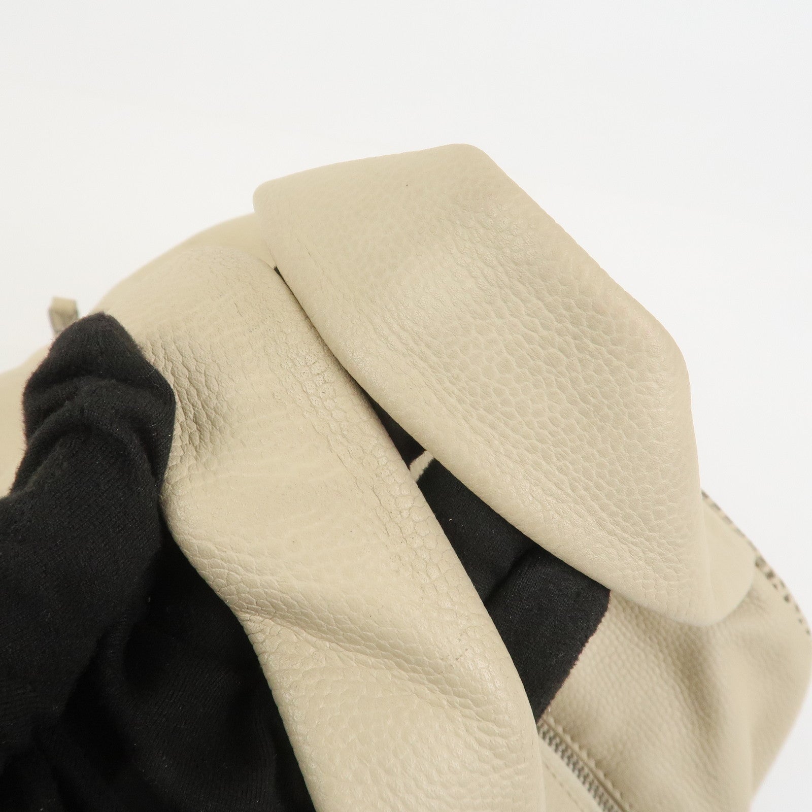 CHANEL Punching COCO Mark Caviarskin Hand Bag Beige