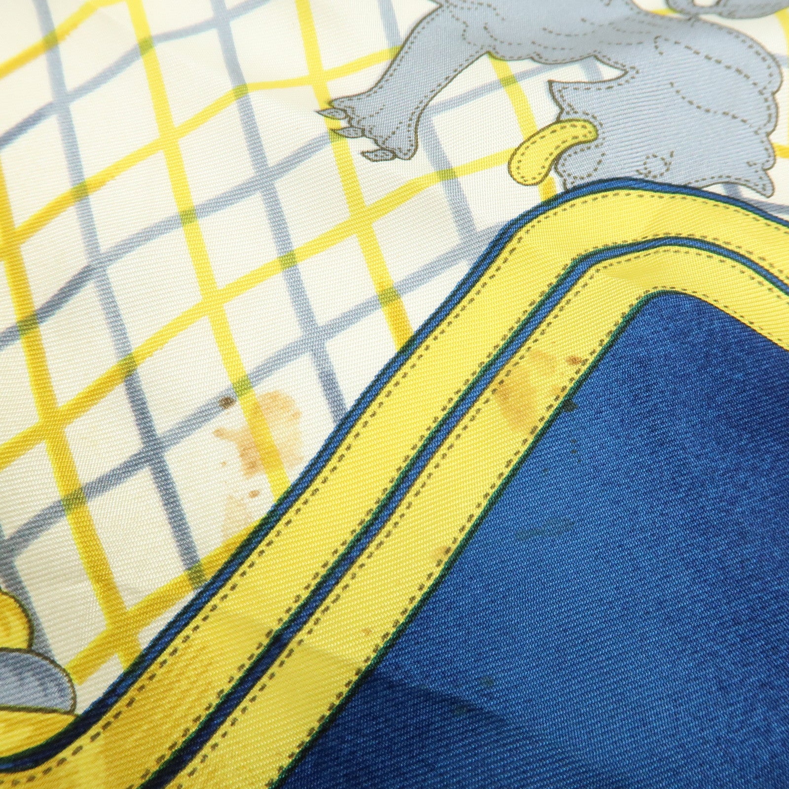 HERMES Carre 90 Silk 100% Scarf GRANDE TENUE Gold Navy Red