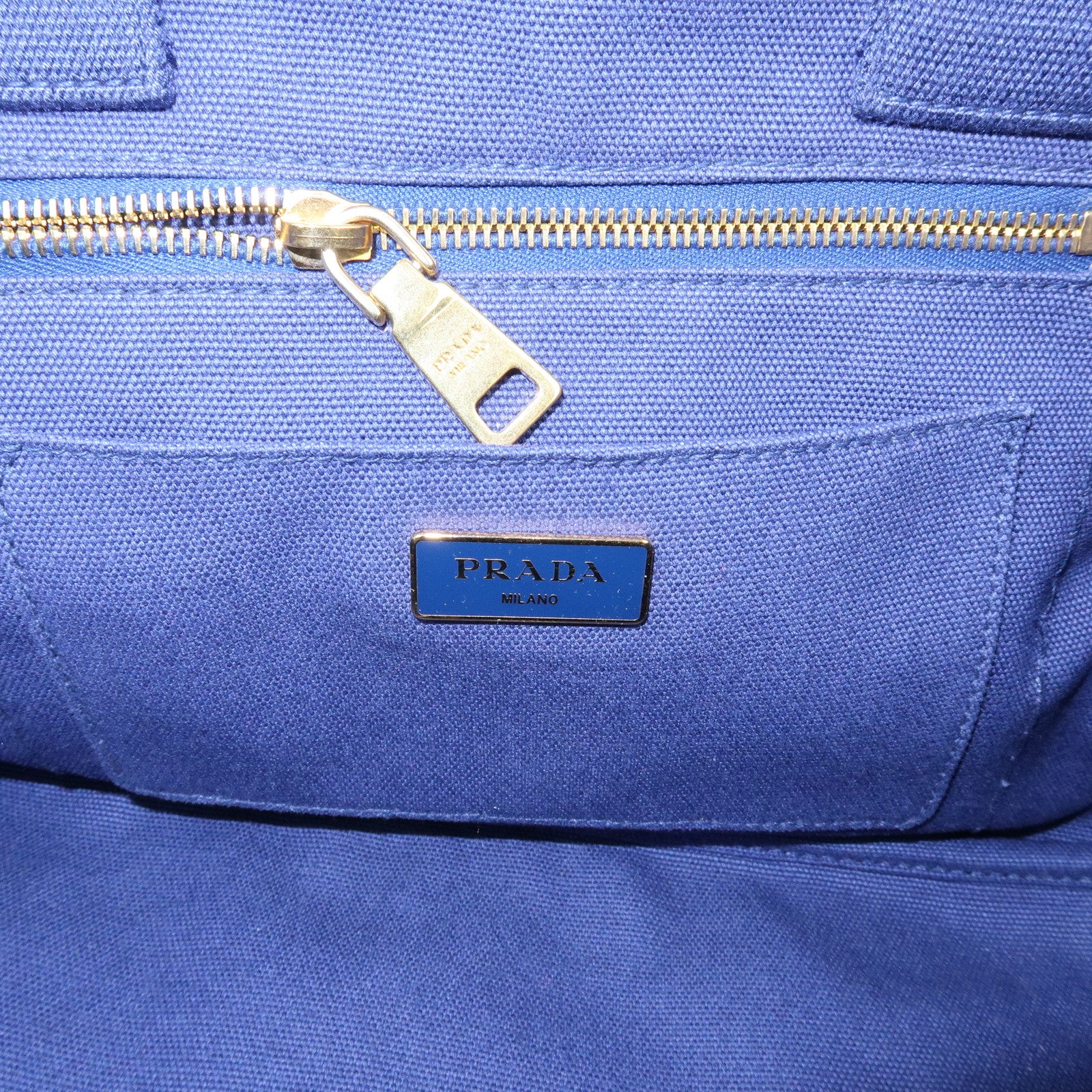 PRADA Triangle Logo Canapa Canvas 2Way Tote Hand Bag Blue BN2642