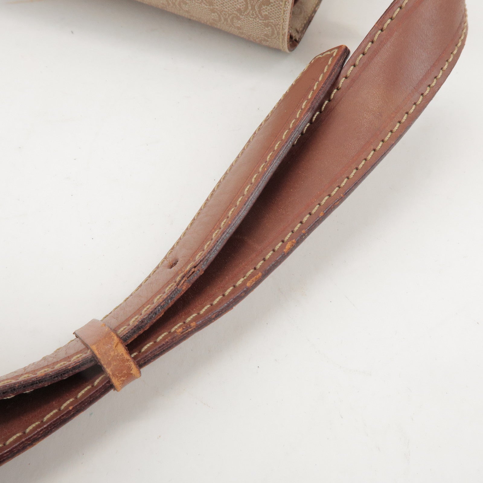 CELINE Macadam PVC Leather Shoulder Bag Beige Brown